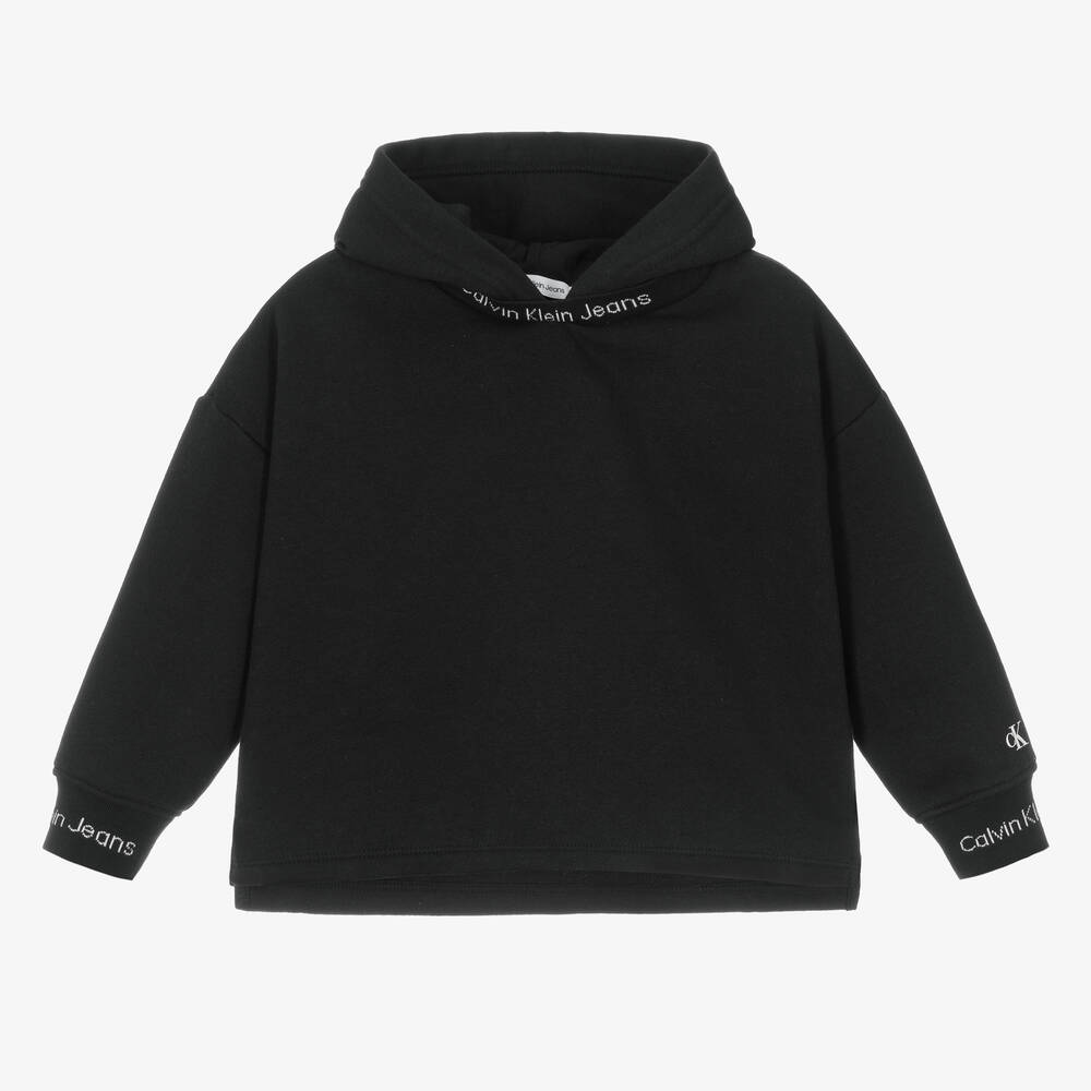 Calvin Klein - Black Cotton Jersey Hoodie | Childrensalon