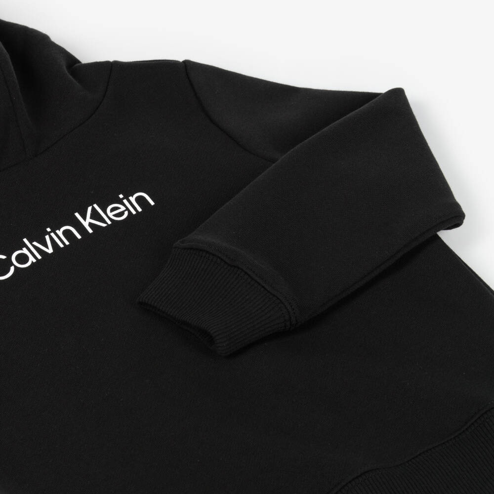 Calvin Klein-Black Cotton Jersey Hoodie | Childrensalon Outlet
