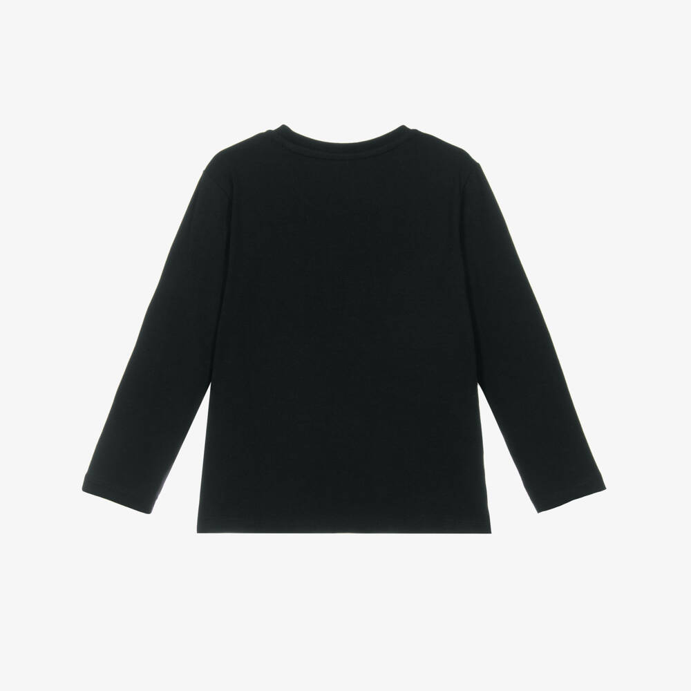 Calvin Klein-Классическая черная футболка с длинными рукавами с логотипом | Childrensalon Outlet
