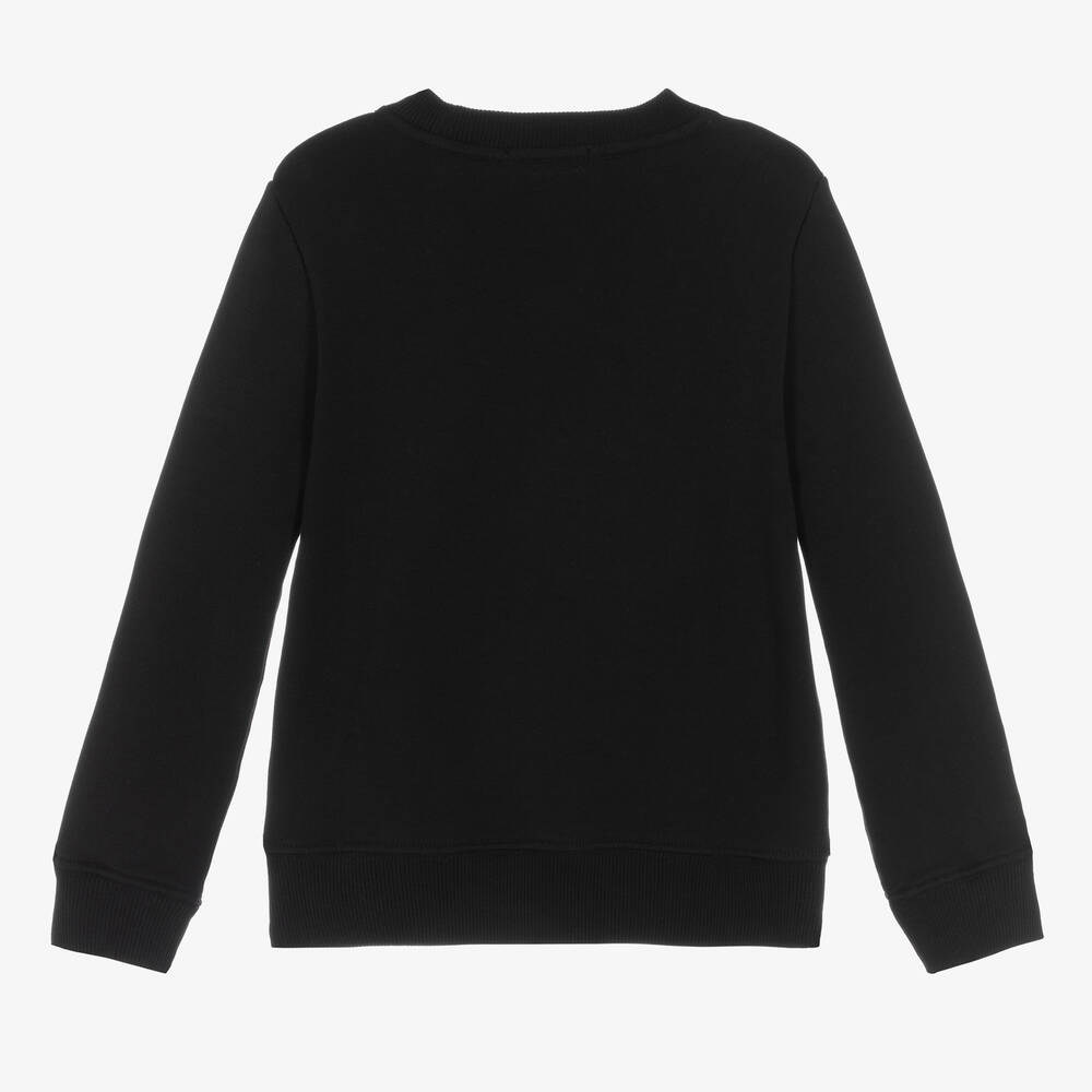 Calvin Klein Jeans-Black Cotton Logo Sweatshirt | Childrensalon Outlet