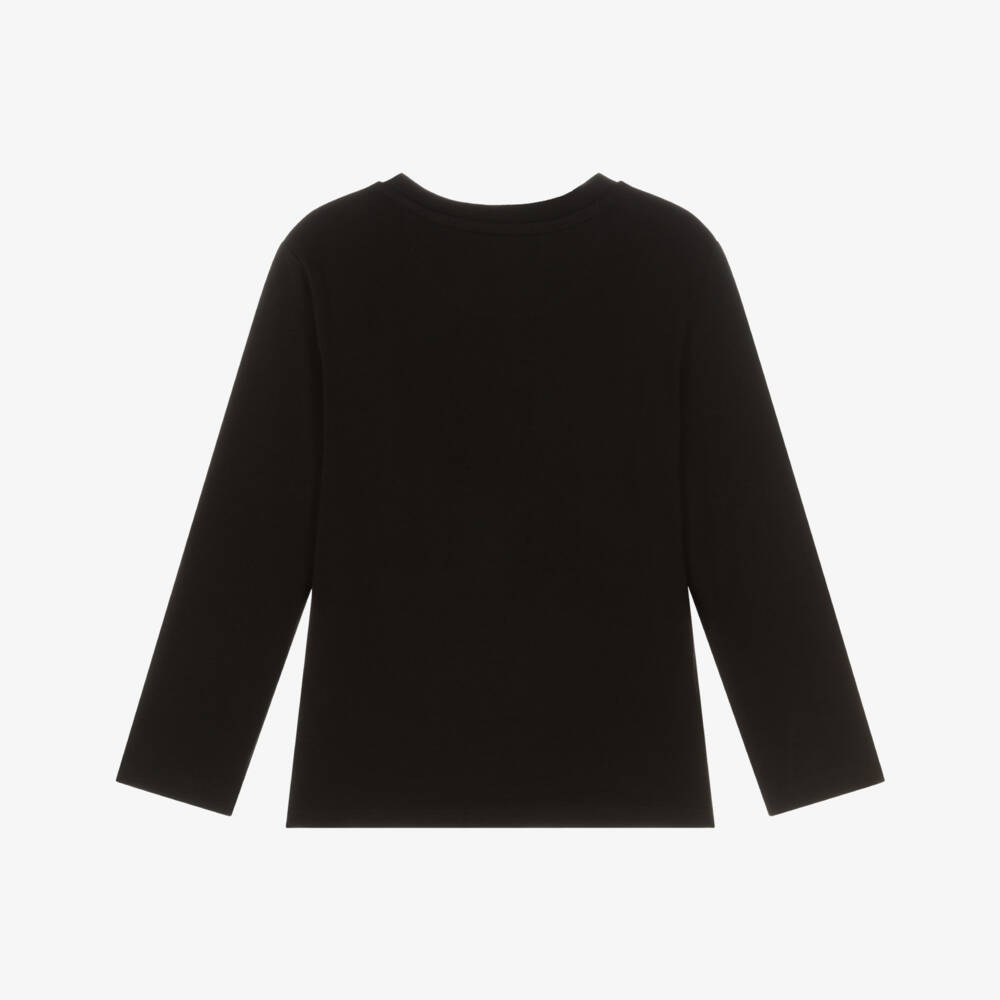 Calvin Klein-Black Cotton Top with Monogram Logo | Childrensalon Outlet