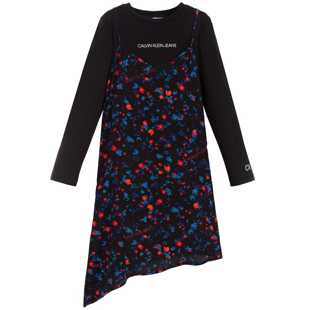 Calvin Klein Jeans - Black Floral Dress Set | Childrensalon Outlet