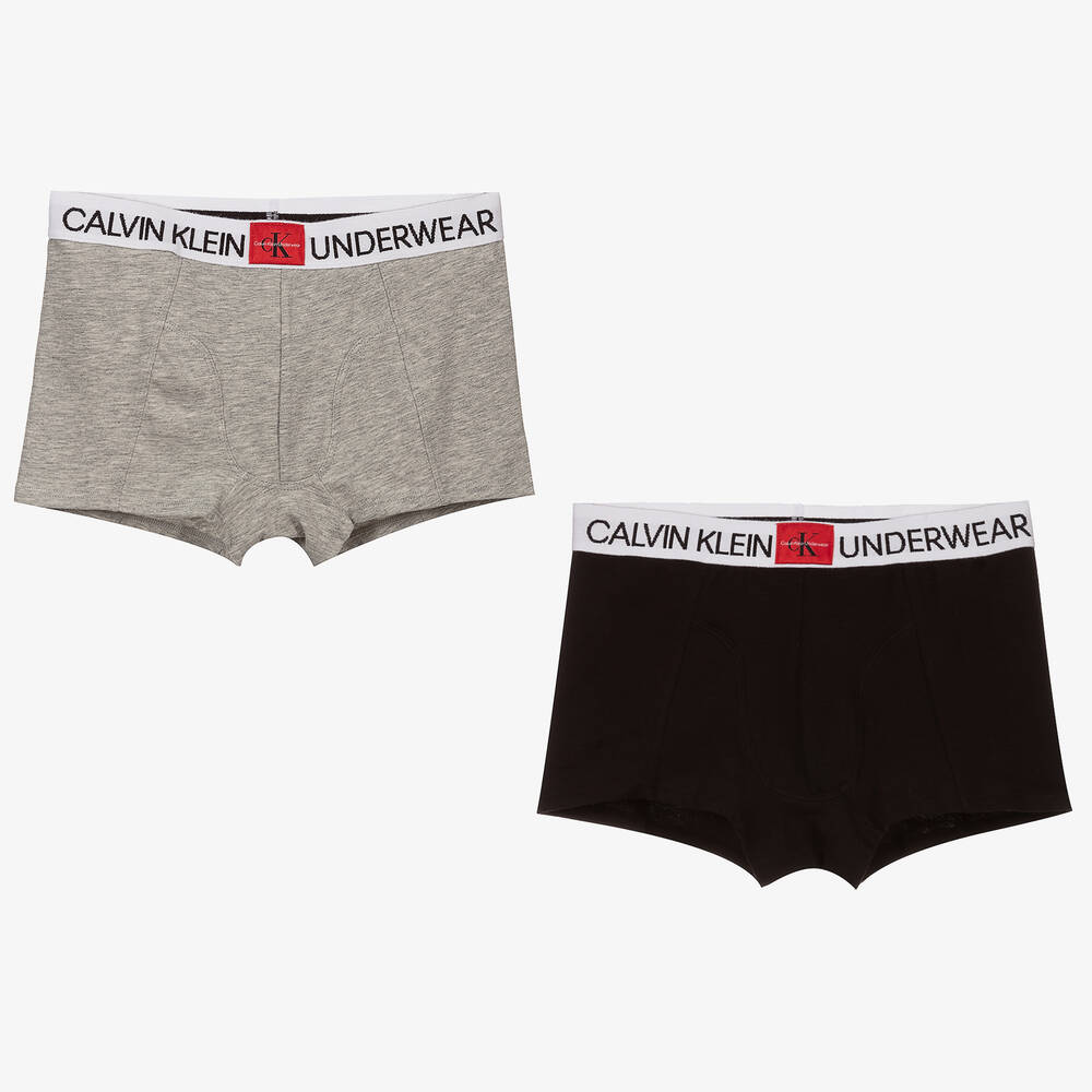 Calvin Klein - Black & Grey Boxers (2 Pack) | Childrensalon