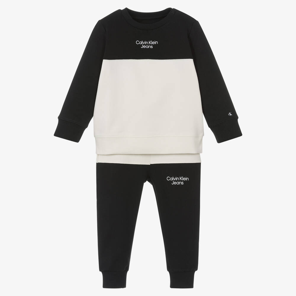 Calvin Klein Jeans - Black & Ivory Logo Tracksuit | Childrensalon Outlet