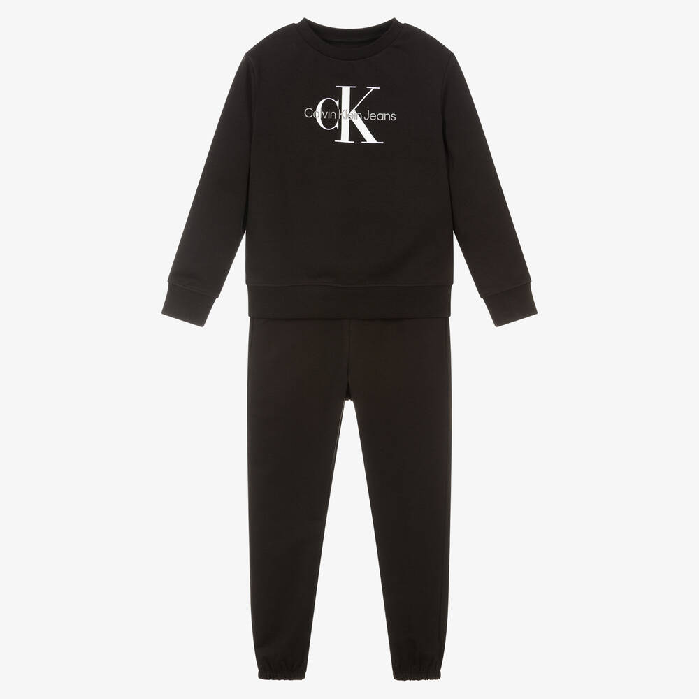 Calvin Klein Jeans - Black Logo Cotton Tracksuit | Childrensalon