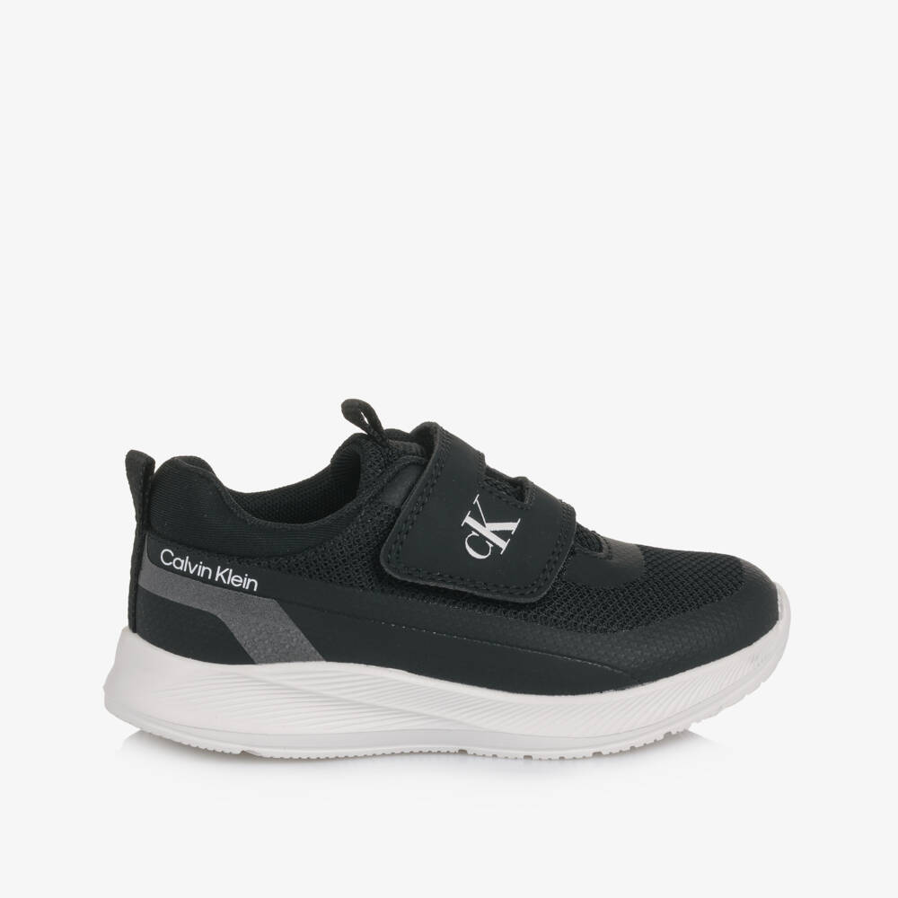 Calvin Klein-Black Mesh Trainers with Velcro Fastening | Childrensalon Outlet