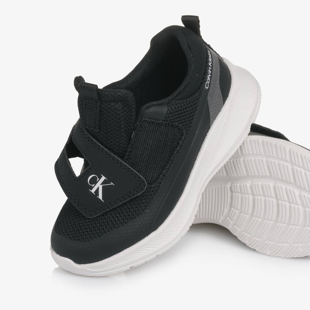 Calvin Klein-Black Mesh Trainers with Velcro Fastening | Childrensalon Outlet