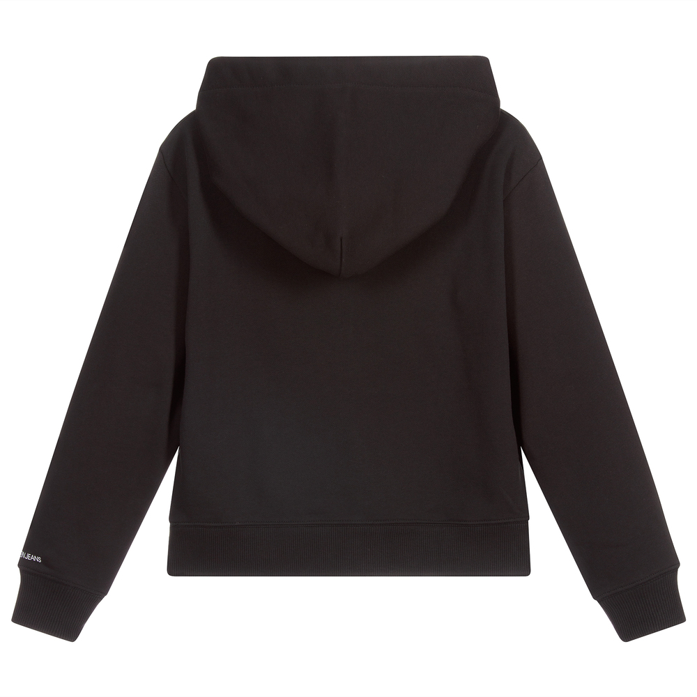 Calvin Klein Jeans-Black Organic Cotton Hoodie  | Childrensalon Outlet