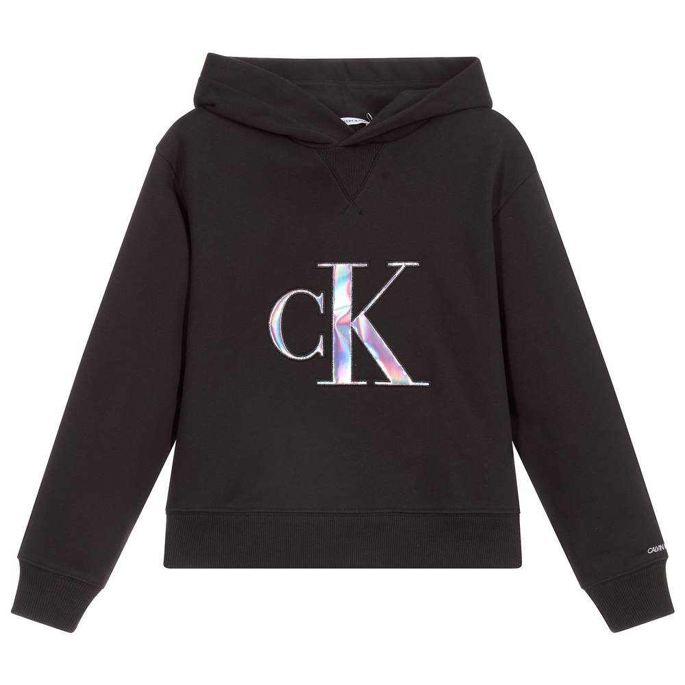 Calvin Klein Jeans - Schwarzer Kapuzenpulli aus Bio-Baumwolle  | Childrensalon