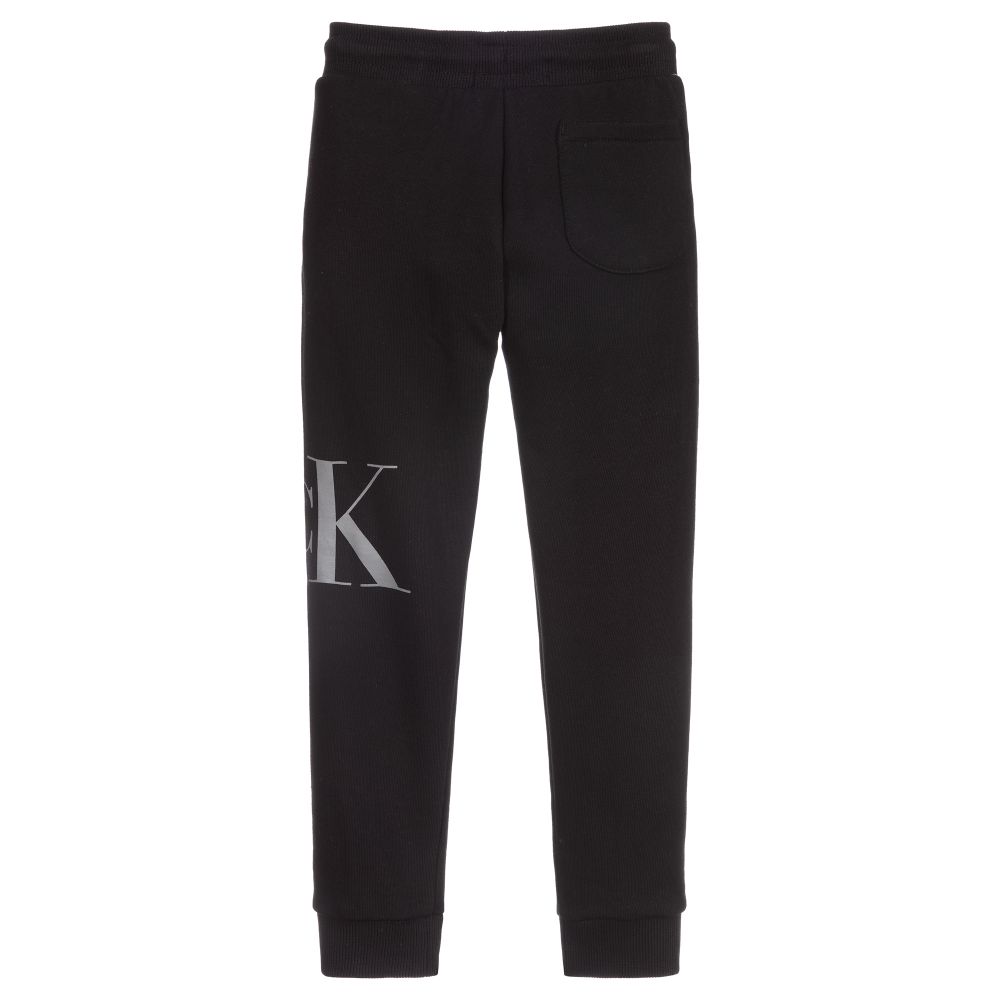 Calvin Klein Jeans-Black Organic Cotton Joggers | Childrensalon Outlet
