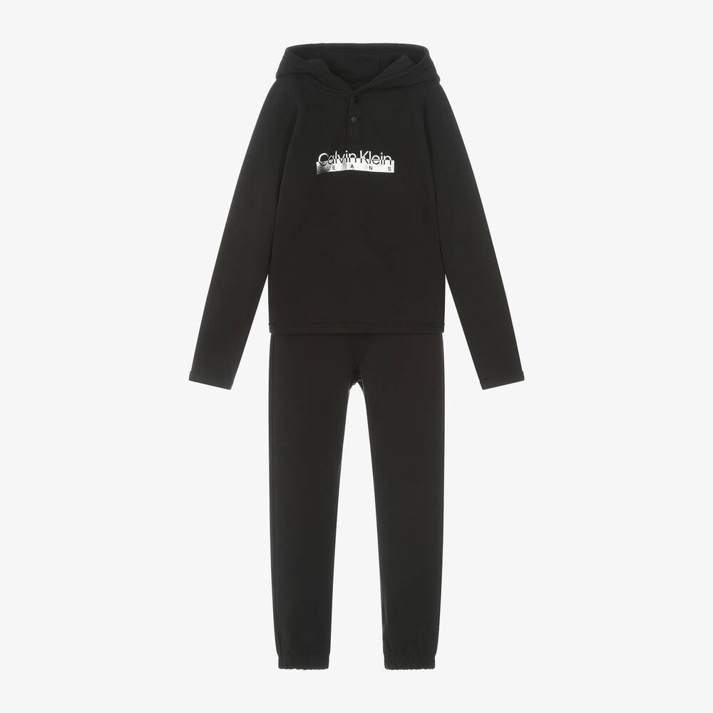 Calvin Klein-Black Organic Cotton Tracksuit | Childrensalon Outlet