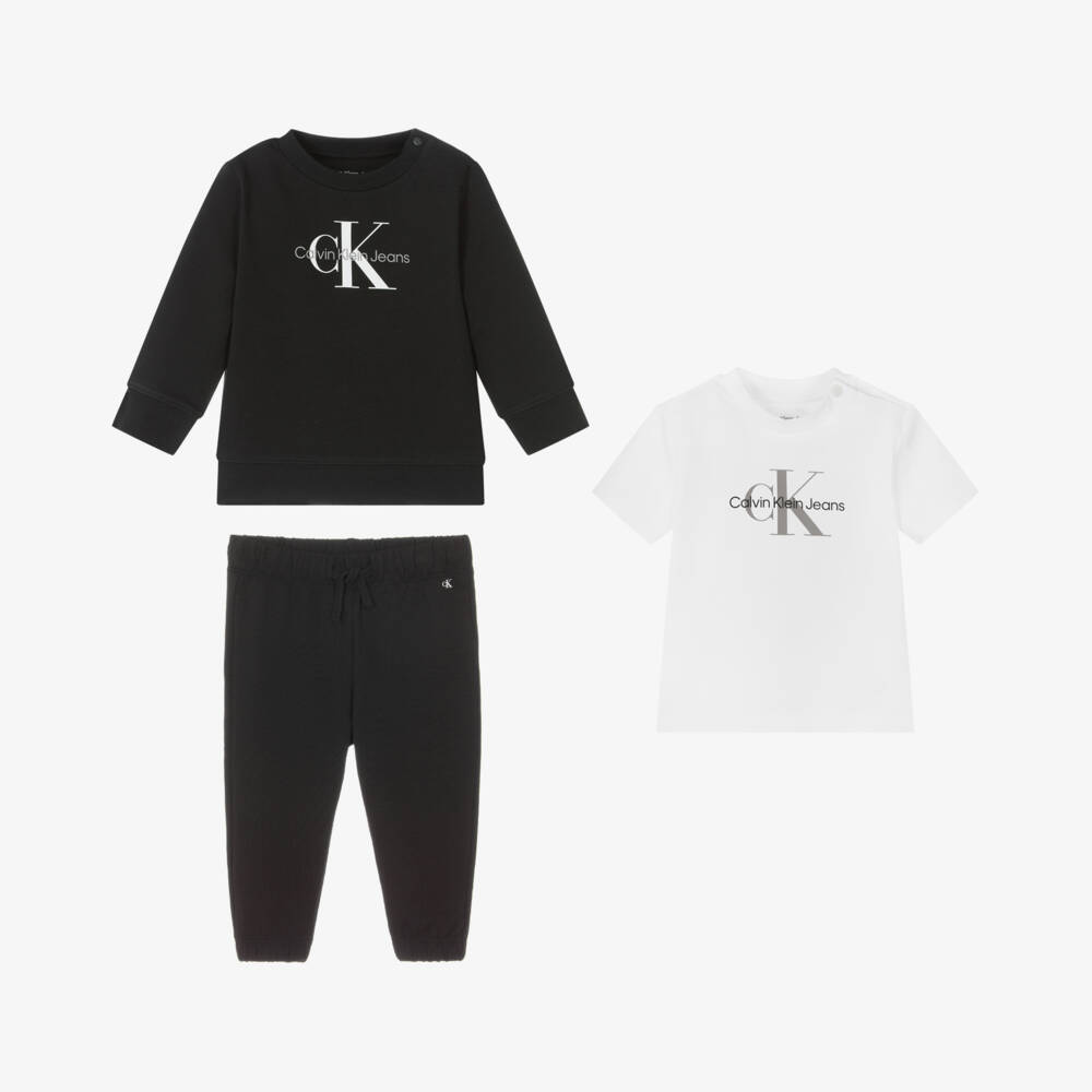 Calvin Klein-Black Organic Cotton Tracksuit Gift Set | Childrensalon Outlet