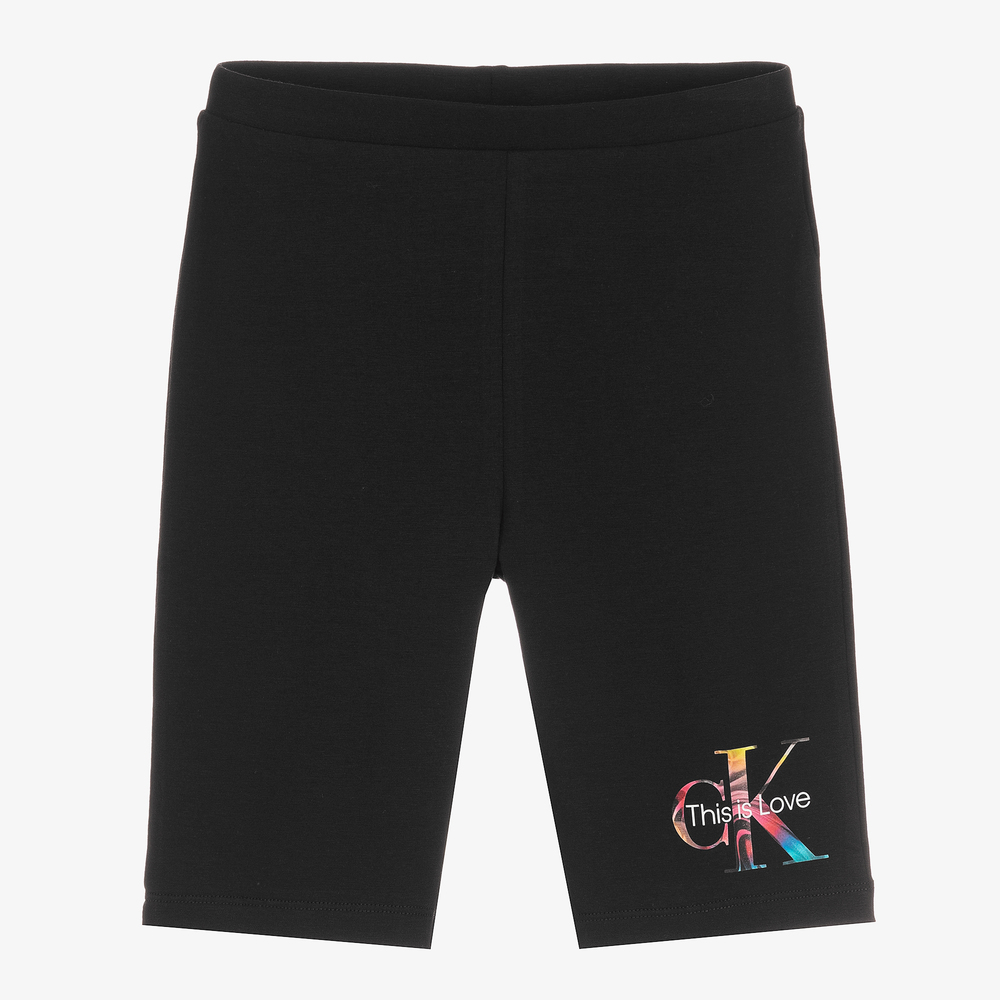Calvin Klein Jeans - Черные шорты с логотипом-радугой | Childrensalon