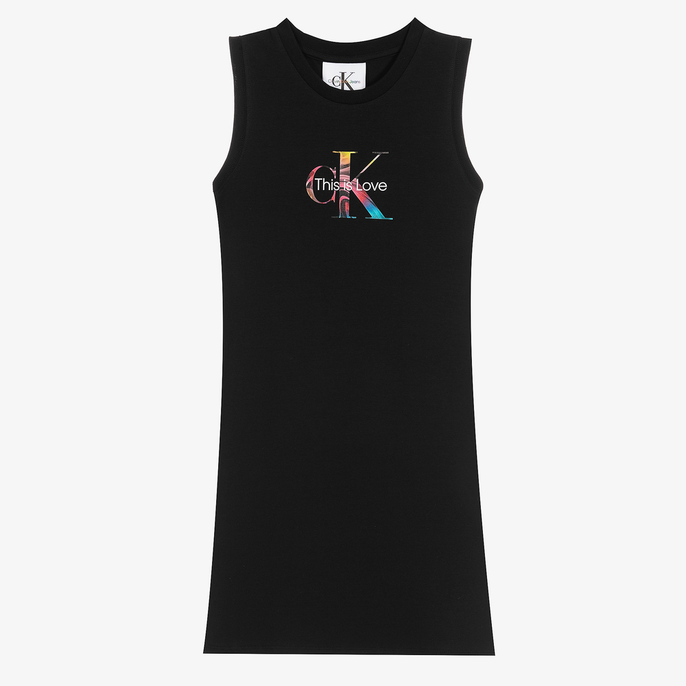 Calvin Klein Jeans-فستان قطن جيرسي لون أسود | Childrensalon Outlet