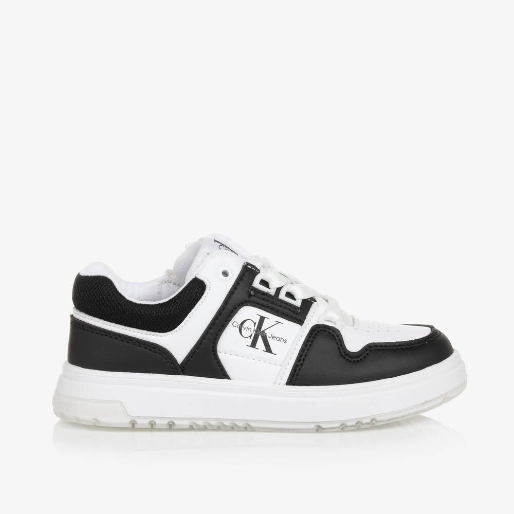 Calvin Klein Black White Lace Up Trainers Childrensalon Outlet