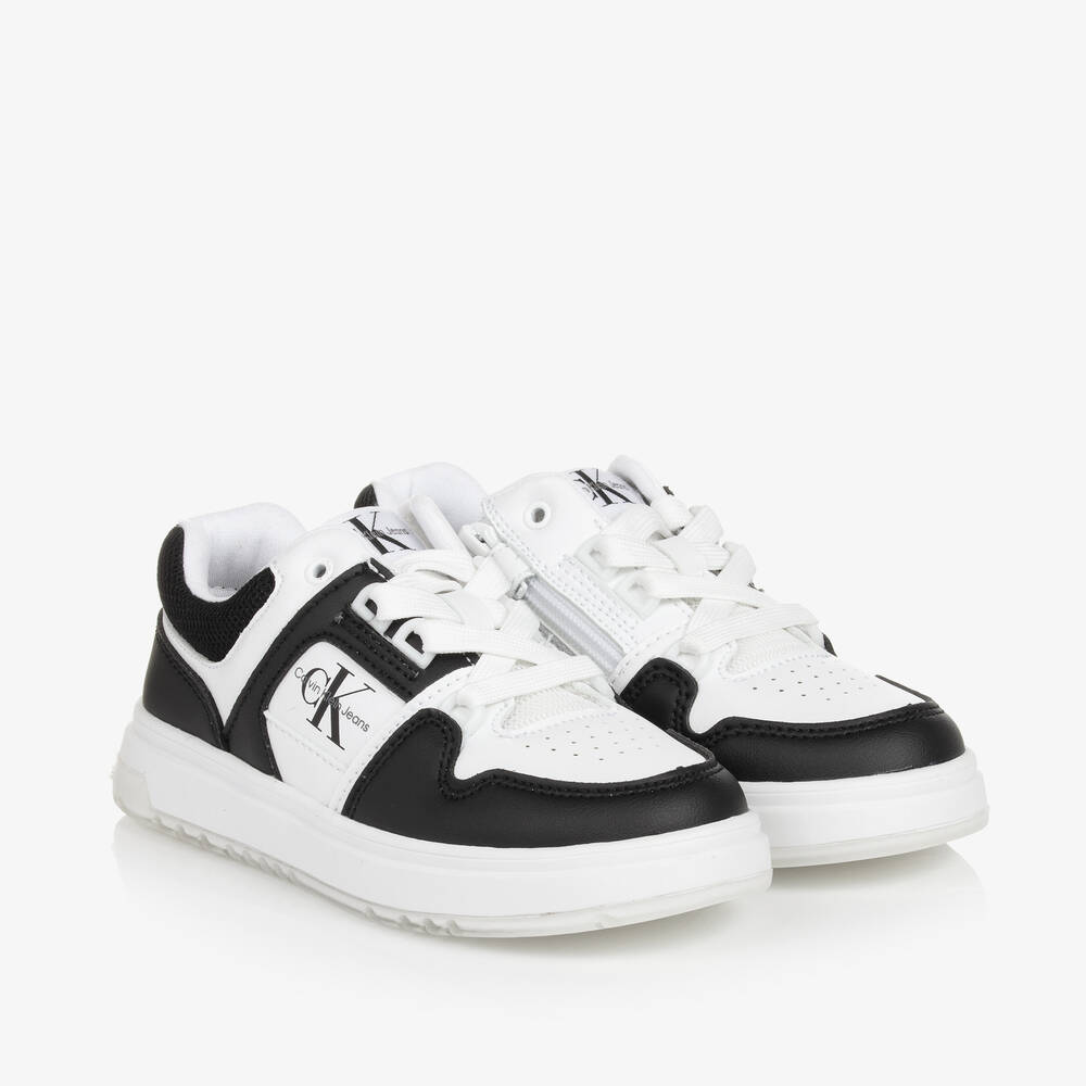 Calvin Klein Black White Lace Up Trainers Childrensalon Outlet