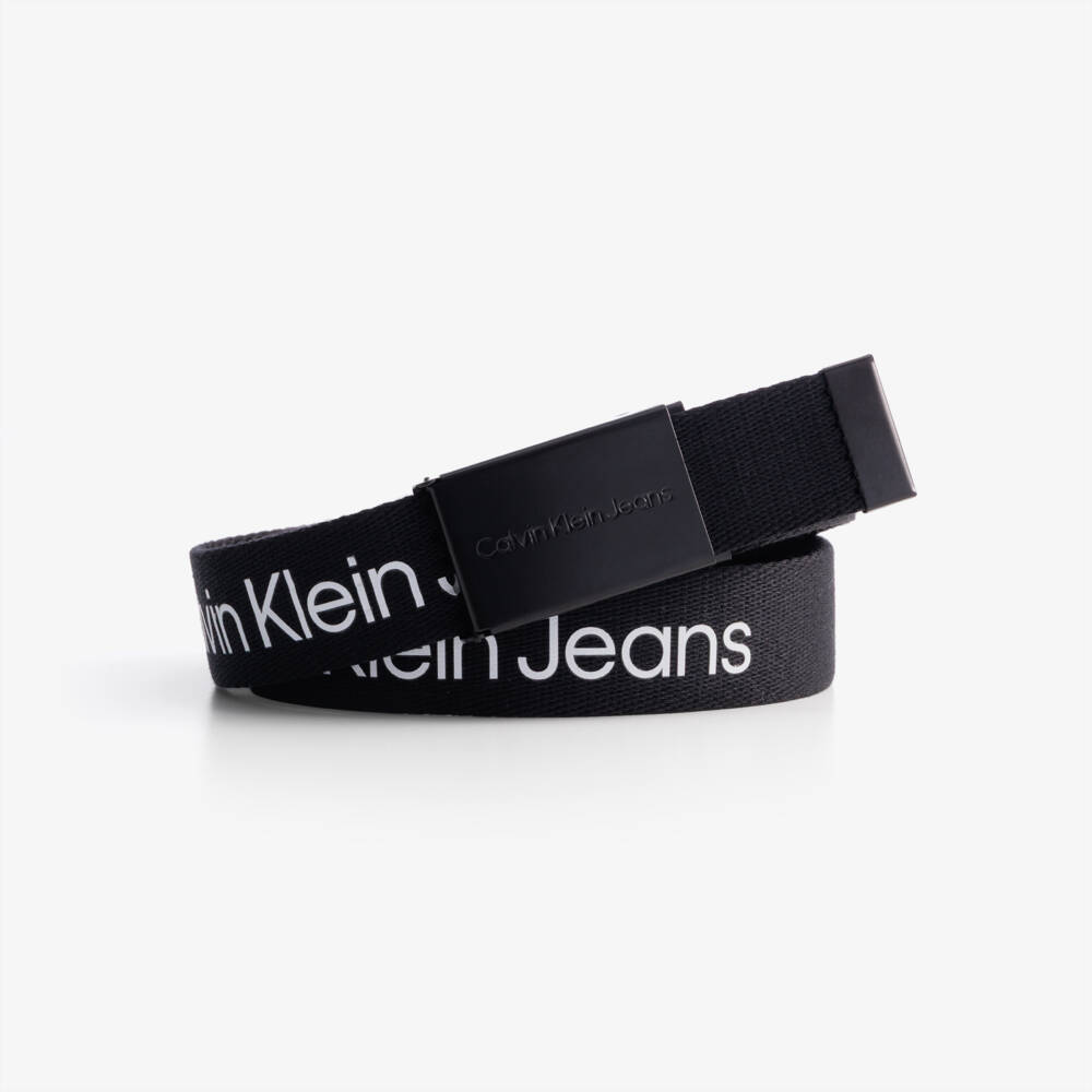 Calvin Klein-Black & White Logo Web Belt | Childrensalon Outlet