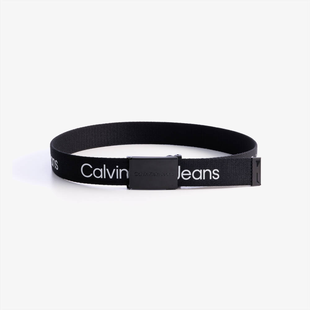 Calvin Klein-Black & White Logo Web Belt | Childrensalon Outlet