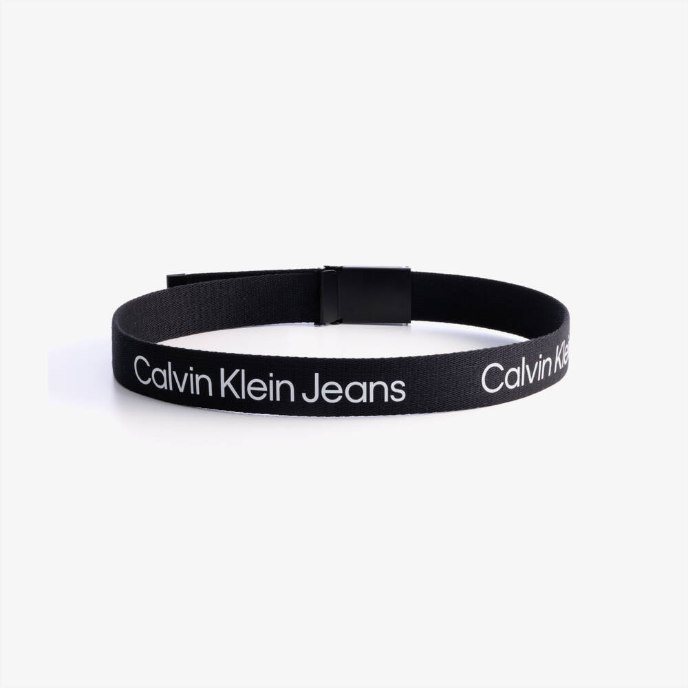 Calvin Klein-Black & White Logo Web Belt | Childrensalon Outlet