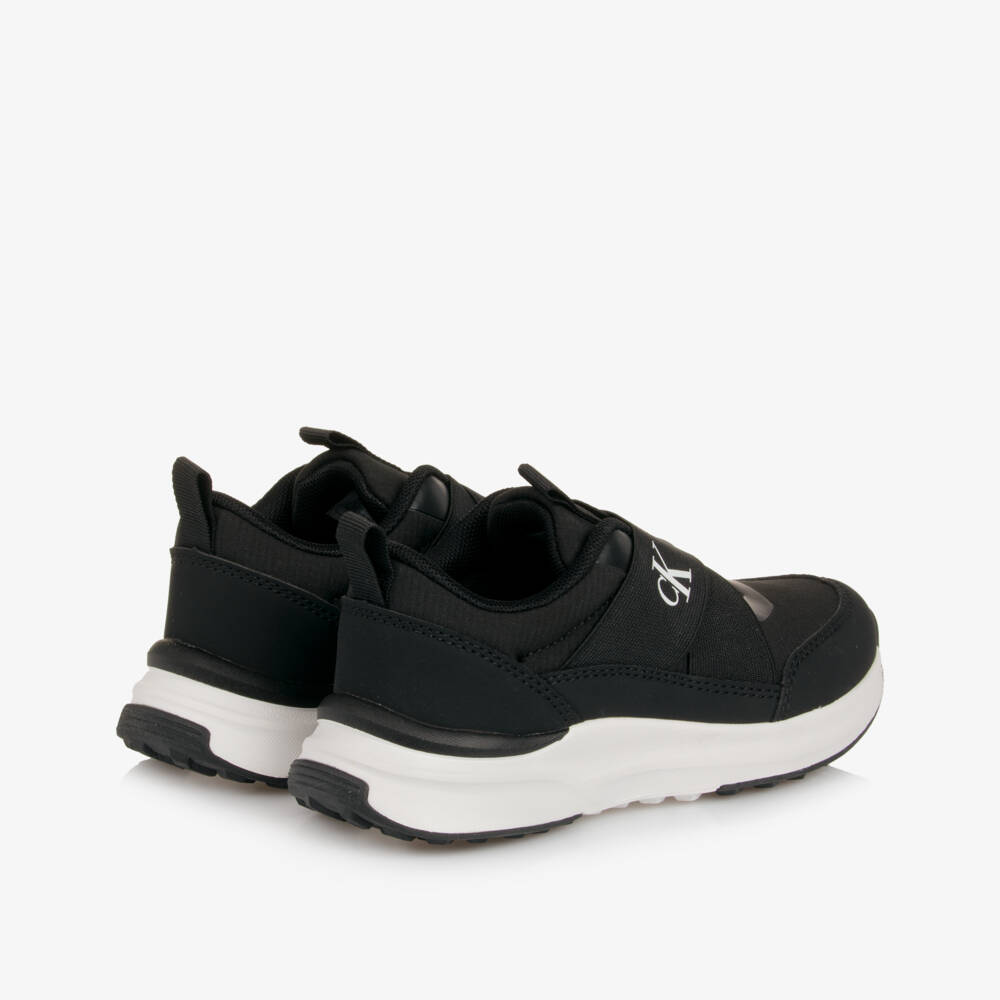 Calvin Klein-Black & White Monogram Logo Slip-On Trainers | Childrensalon Outlet