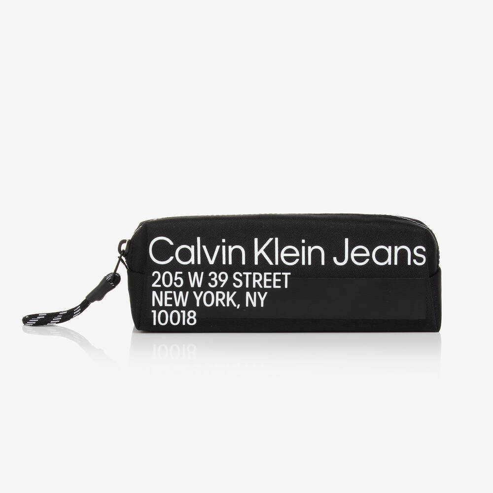Calvin Klein - Trousse à crayons noire et blanche 24 cm | Childrensalon