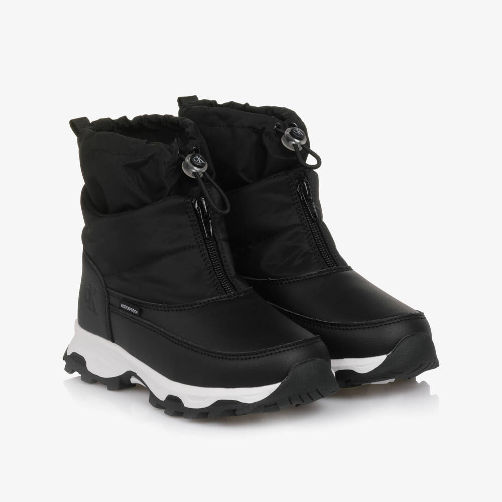 Calvin Klein-Black & White Snow Boots with Toggle & Zip | Childrensalon Outlet