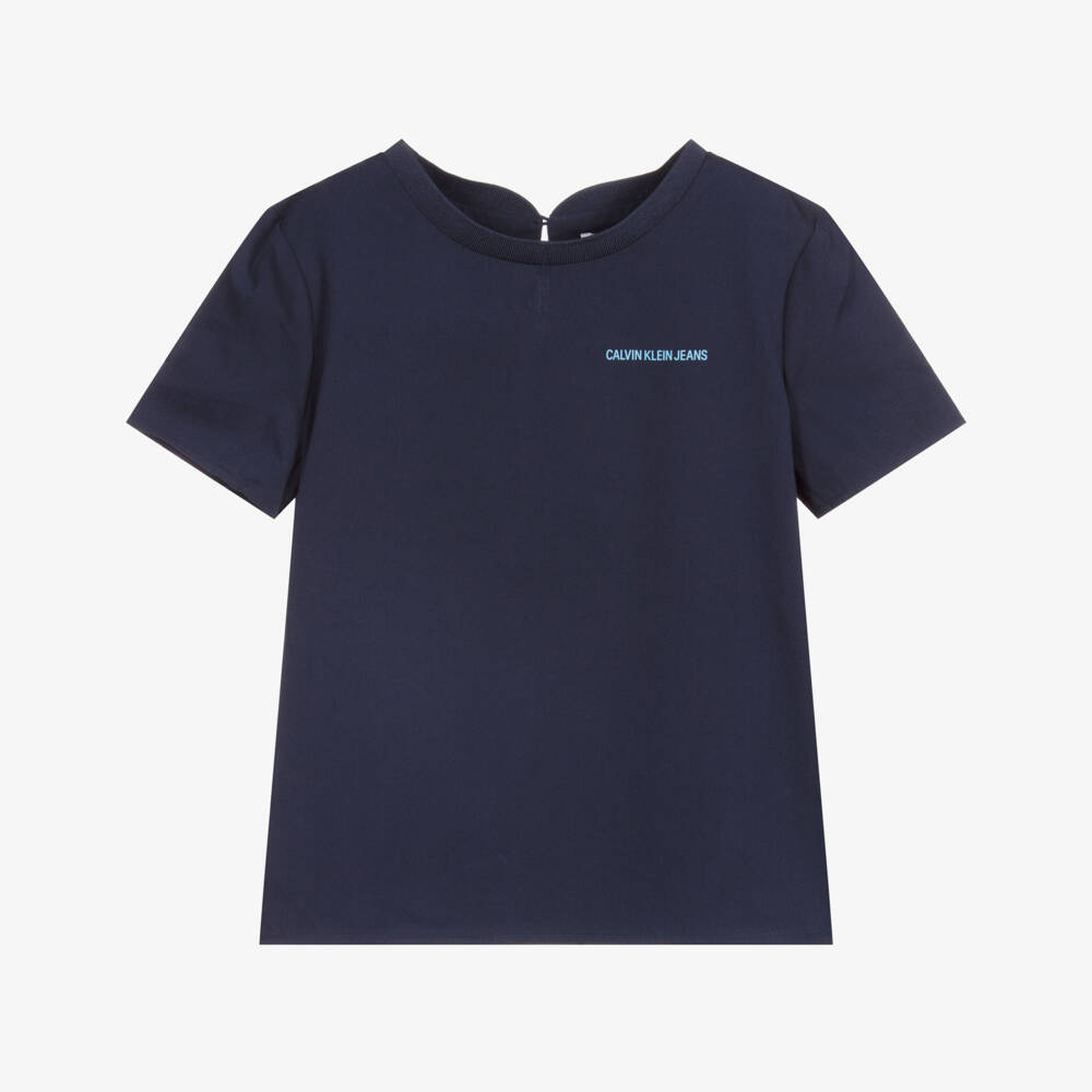 Calvin Klein Jeans-Blue Cotton & Modal T-Shirt | Childrensalon Outlet