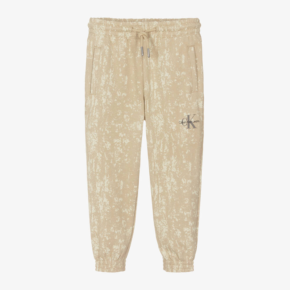 Calvin Klein-Boys Beige Acid Wash Cotton Joggers | Childrensalon Outlet