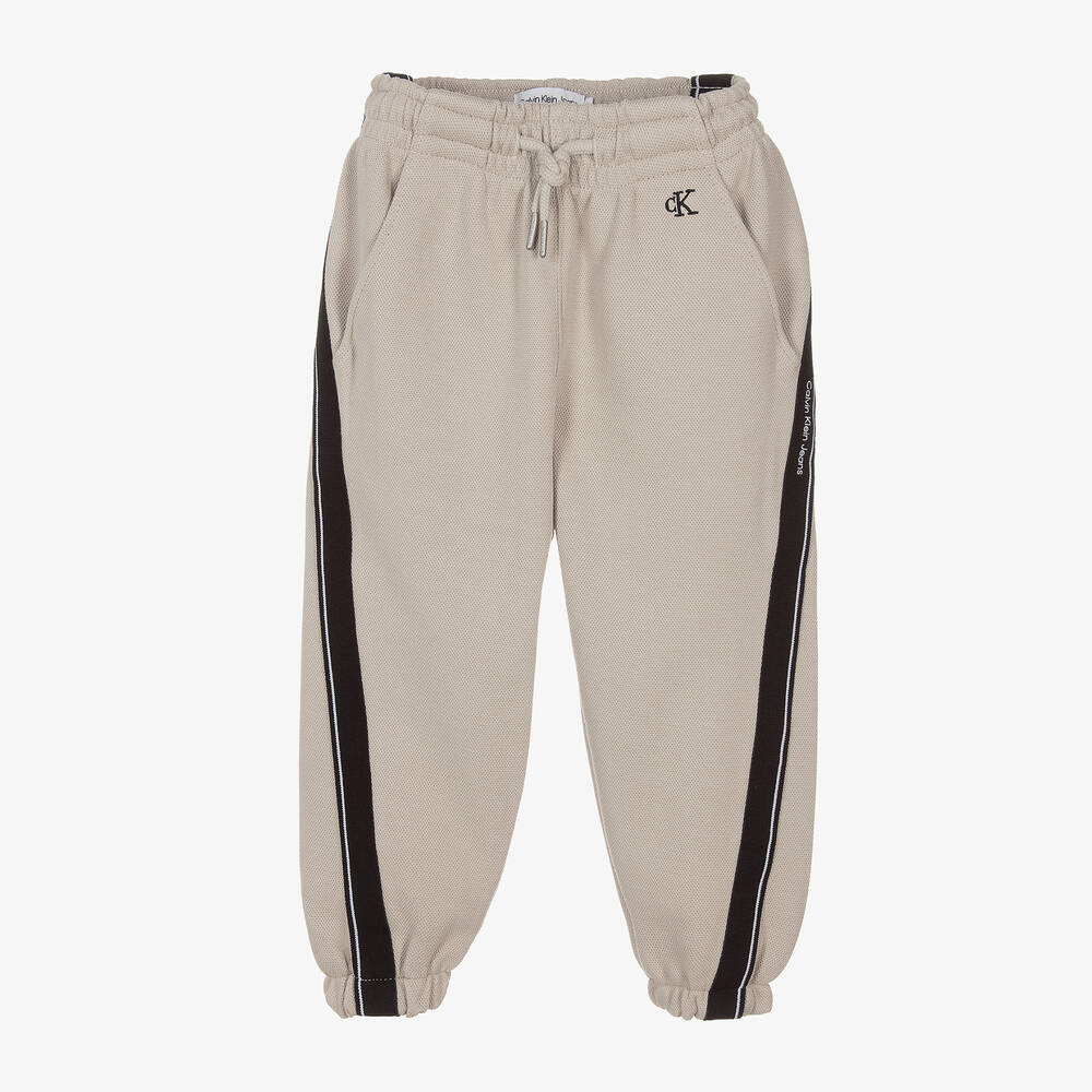 Calvin Klein-Boys Beige Cotton Joggers | Childrensalon Outlet