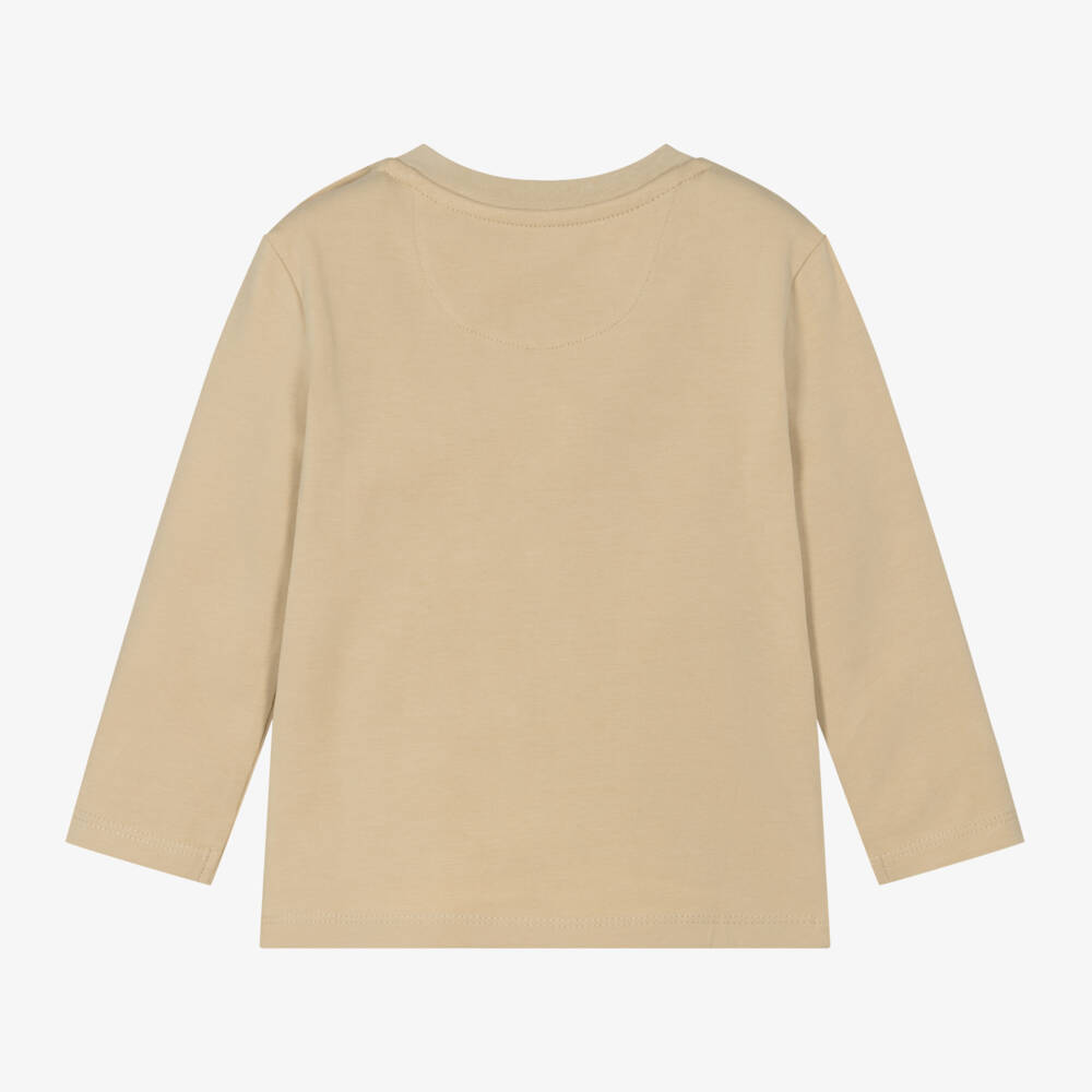 Calvin Klein-Boys Beige Cotton Long Sleeve Top | Childrensalon Outlet