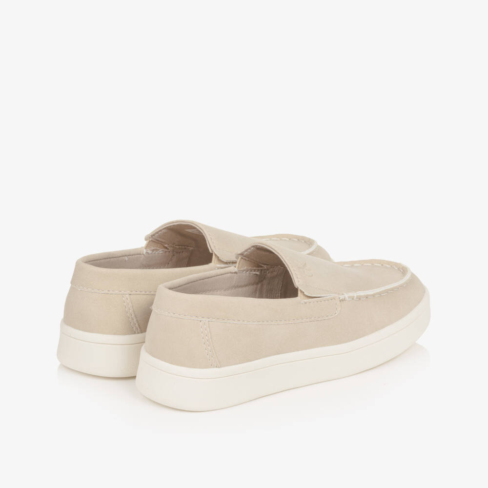 Calvin Klein-Boys Beige Faux Suede Leather Moccasins | Childrensalon Outlet