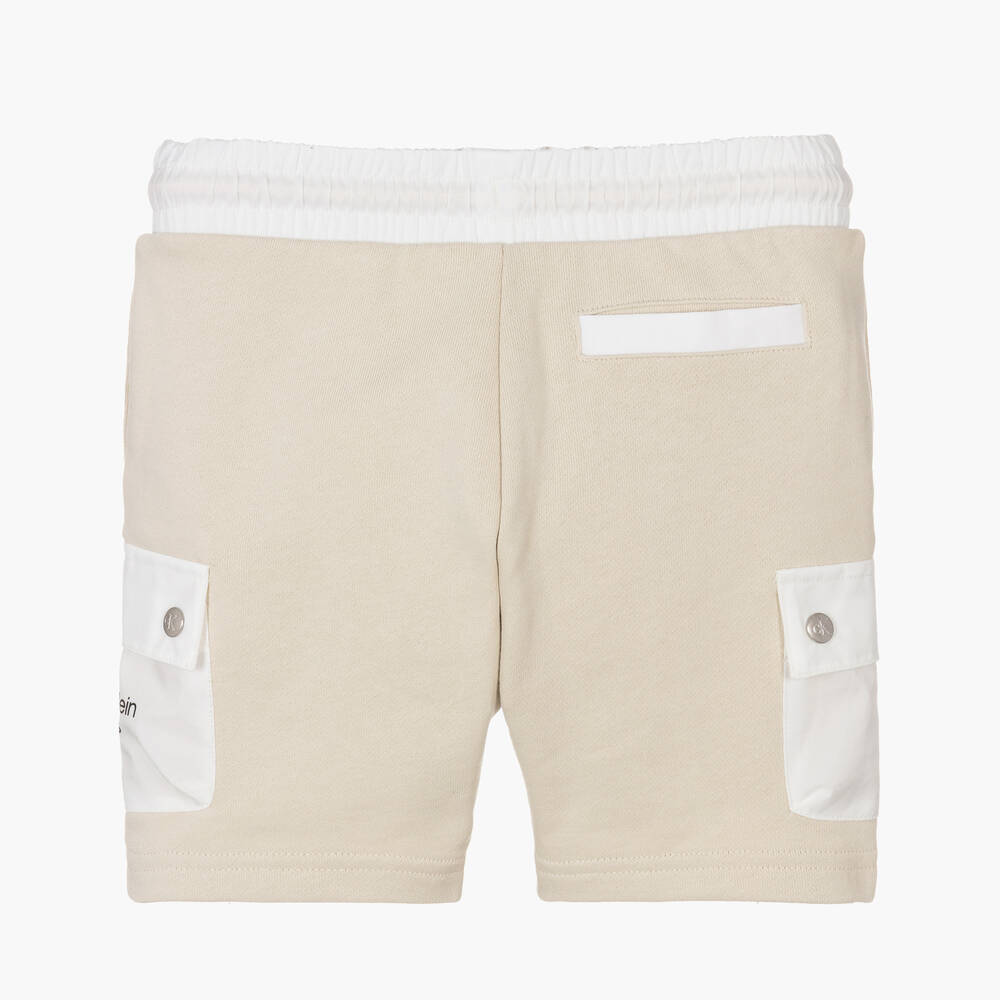 Calvin Klein Jeans-Boys Beige & Ivory Shorts | Childrensalon Outlet