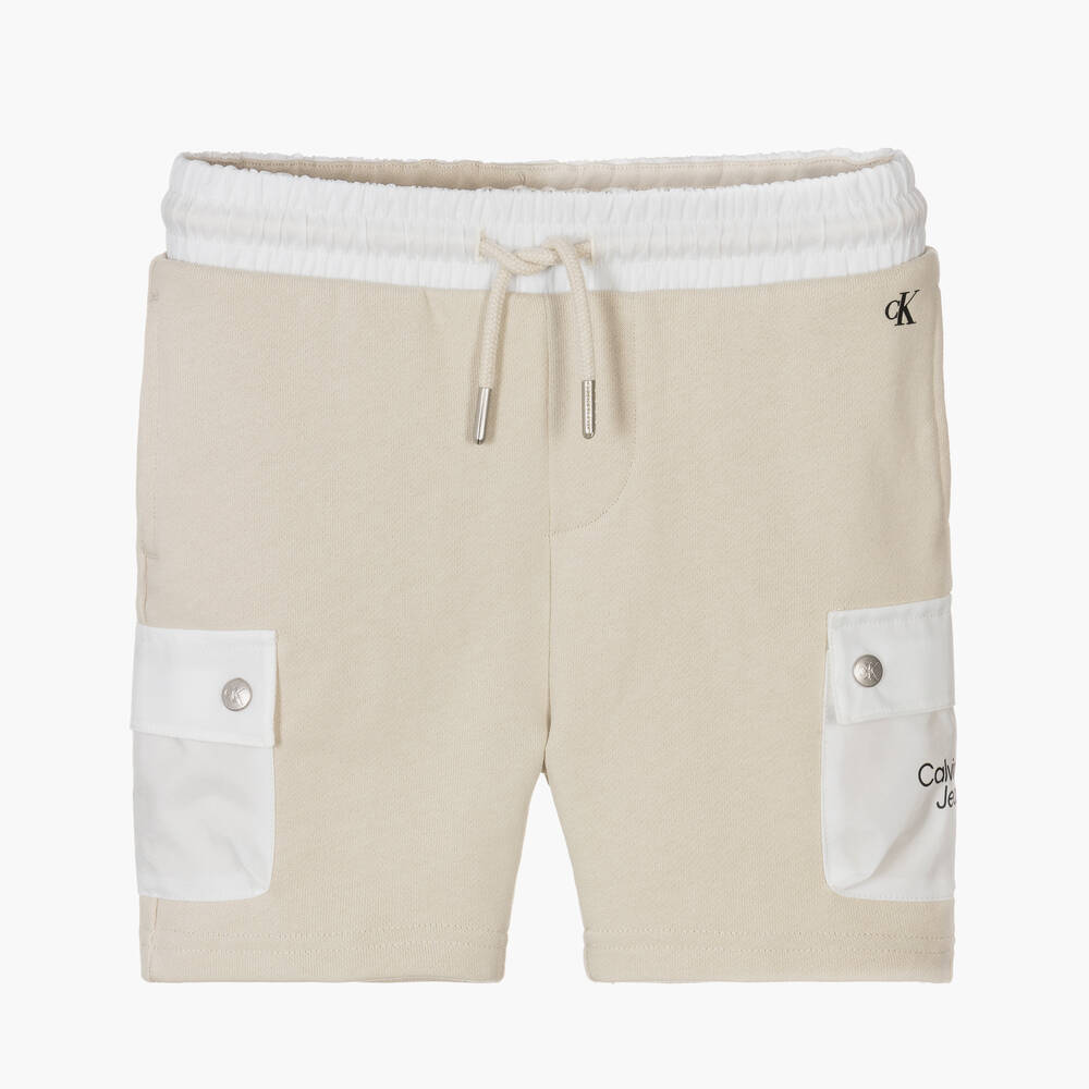 Calvin Klein Jeans - Boys Beige & Ivory Shorts | Childrensalon