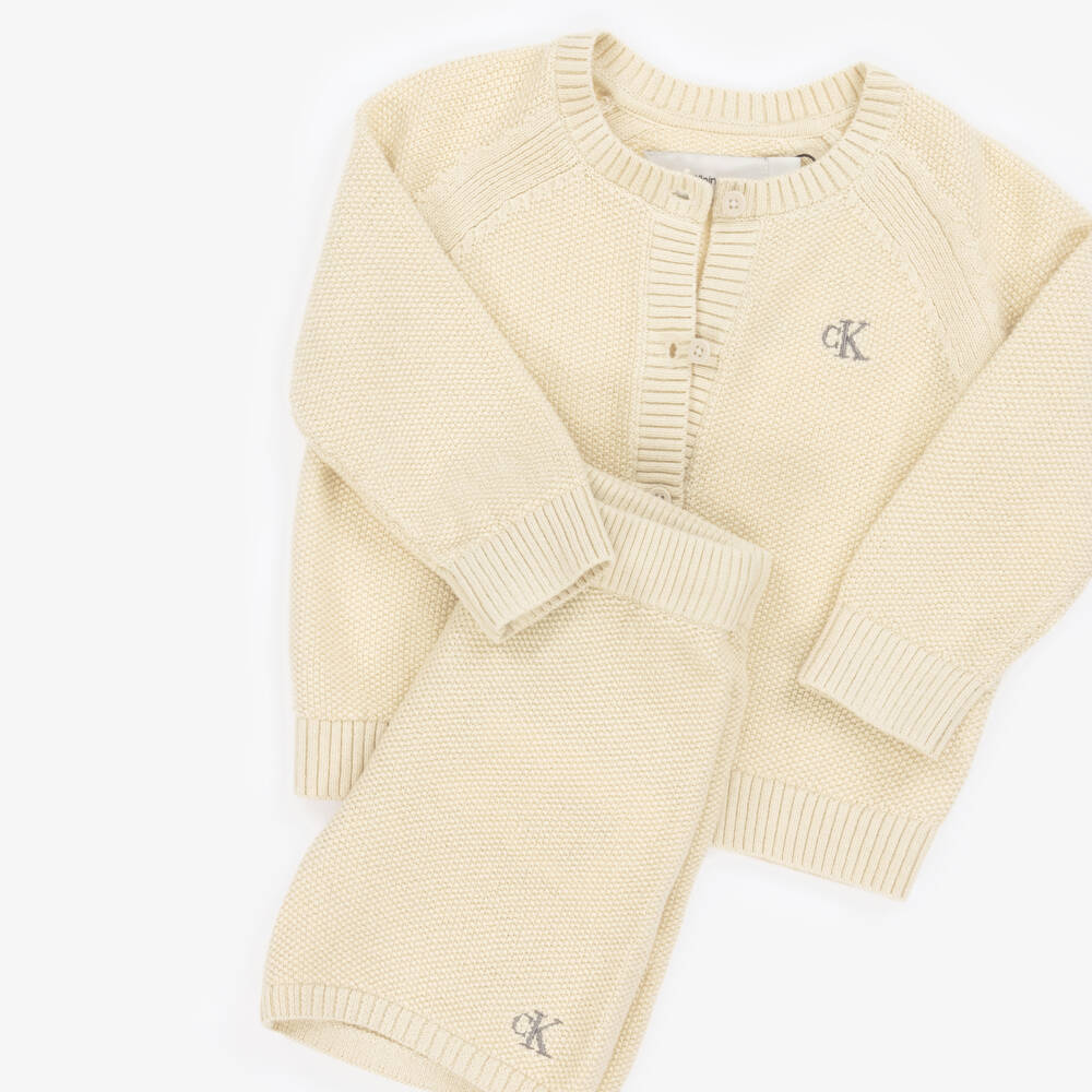Calvin Klein-Boys Beige Knit Cardigan & Shorts | Childrensalon Outlet