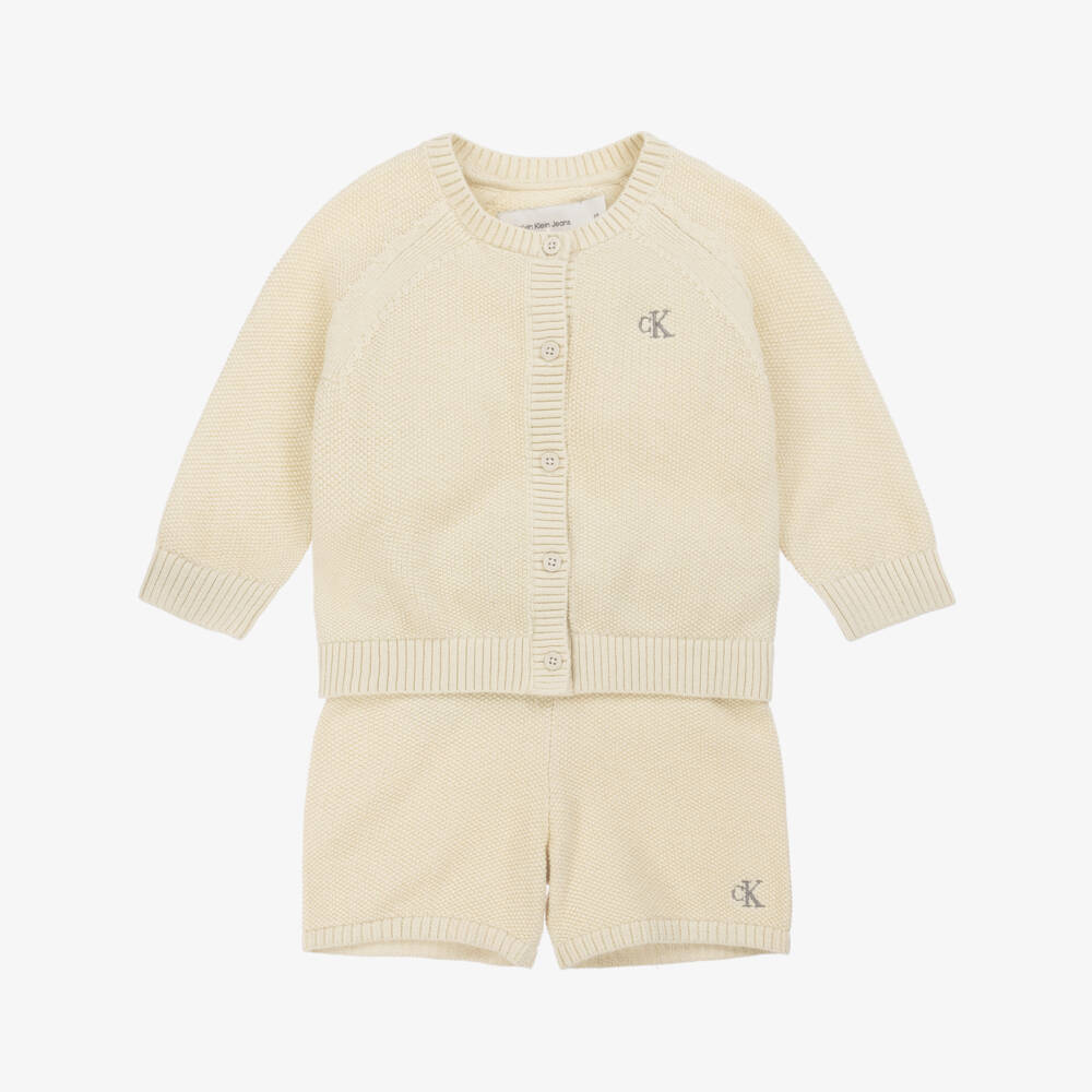 Calvin Klein-Boys Beige Knit Cardigan & Shorts | Childrensalon Outlet