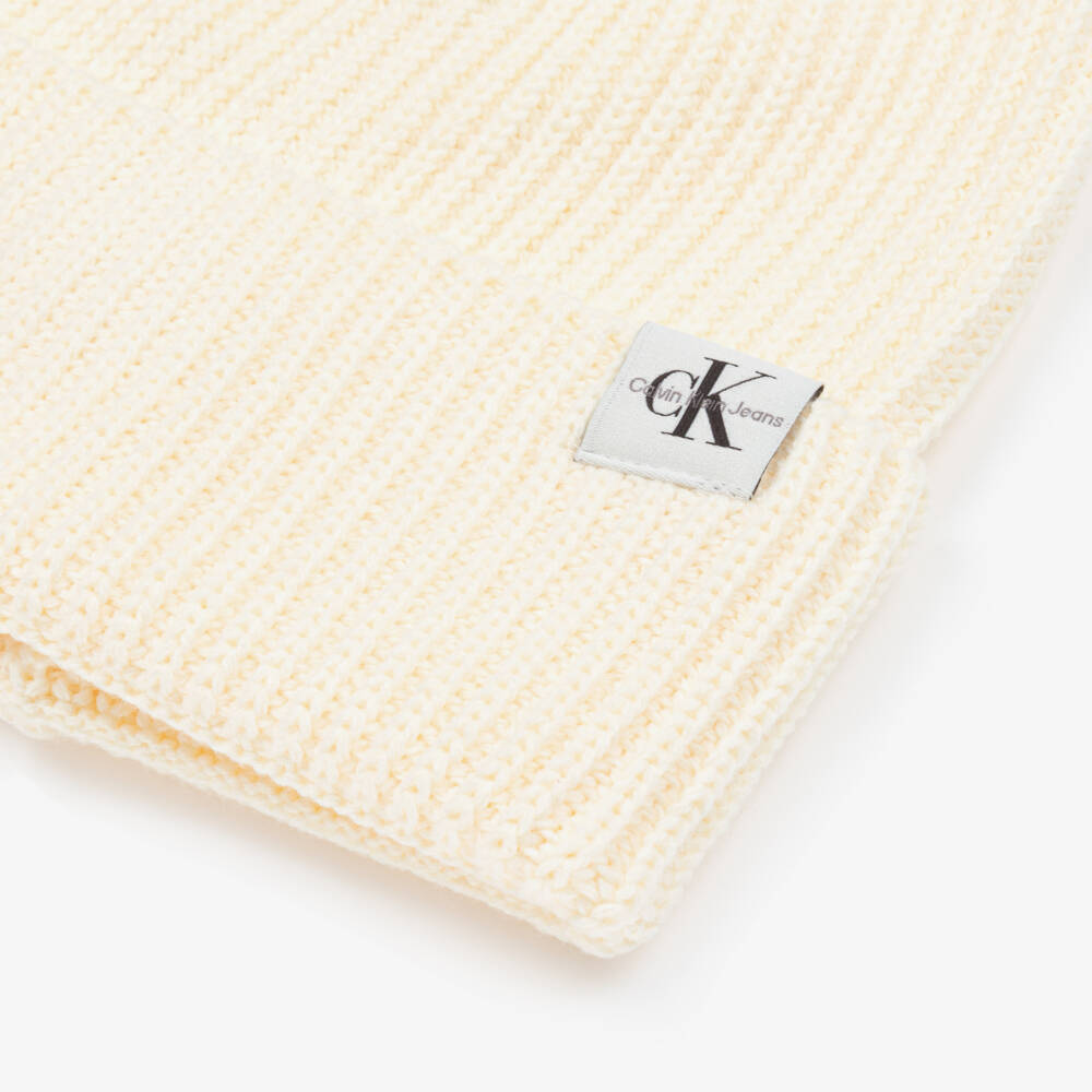 Calvin Klein-Boys Beige Knit Ribbed Hat | Childrensalon Outlet