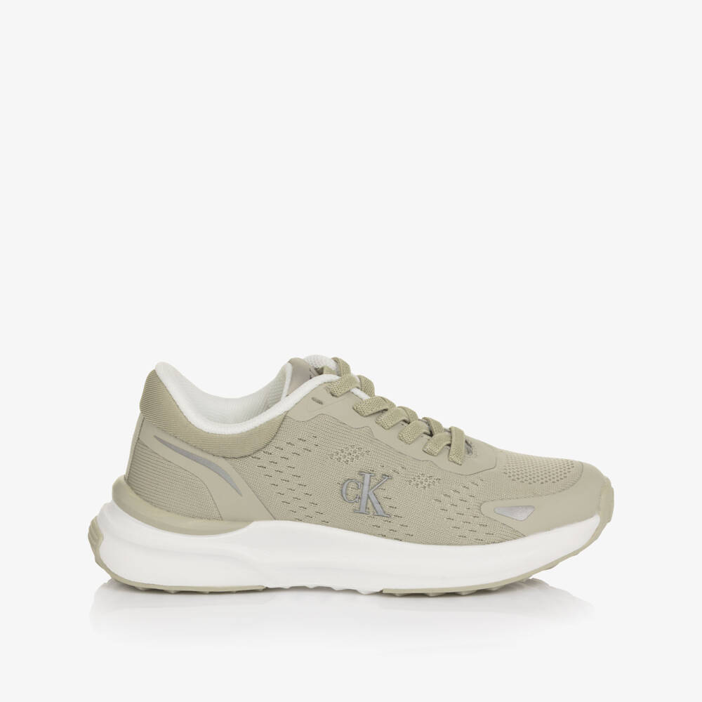 Calvin Klein-Boys Beige Slip-On Trainers with Reflective Logo | Childrensalon Outlet