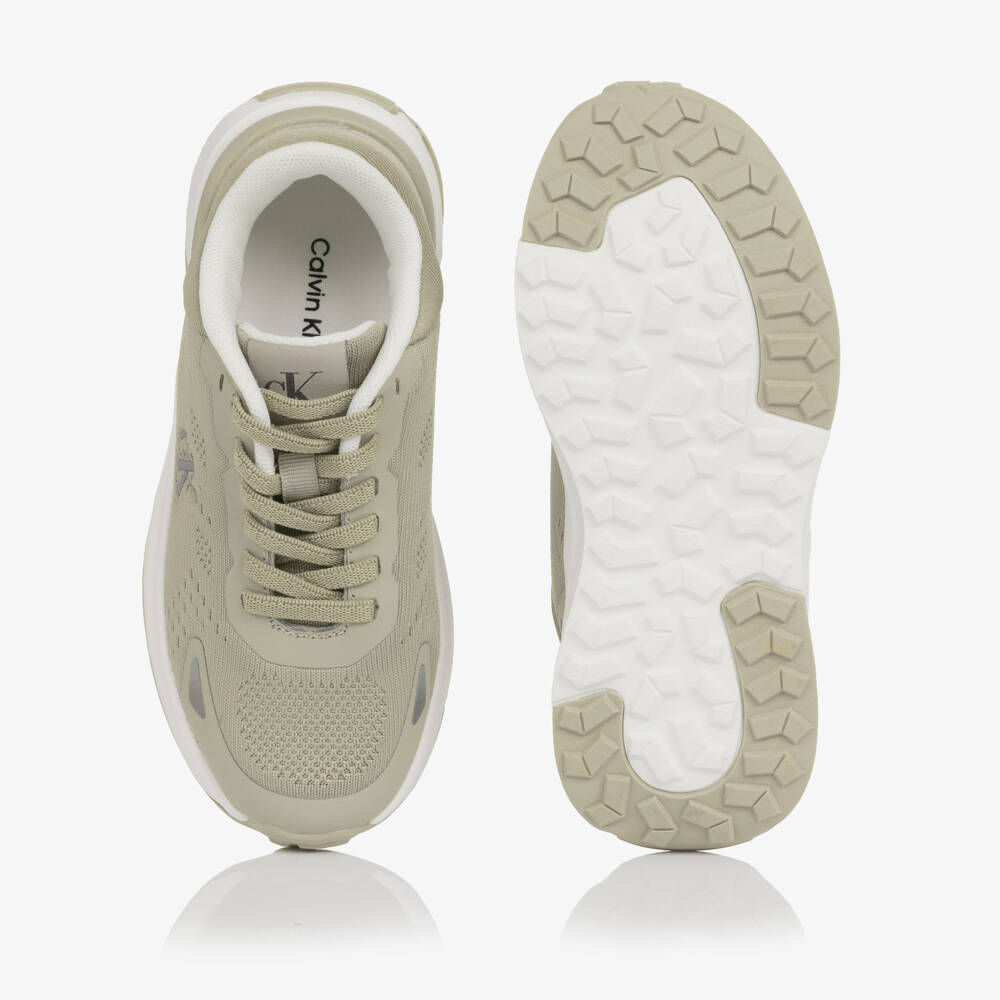Calvin Klein-Boys Beige Slip-On Trainers with Reflective Logo | Childrensalon Outlet