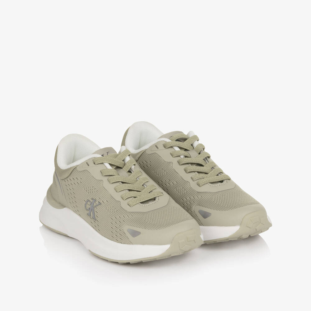 Calvin Klein-Boys Beige Slip-On Trainers with Reflective Logo | Childrensalon Outlet