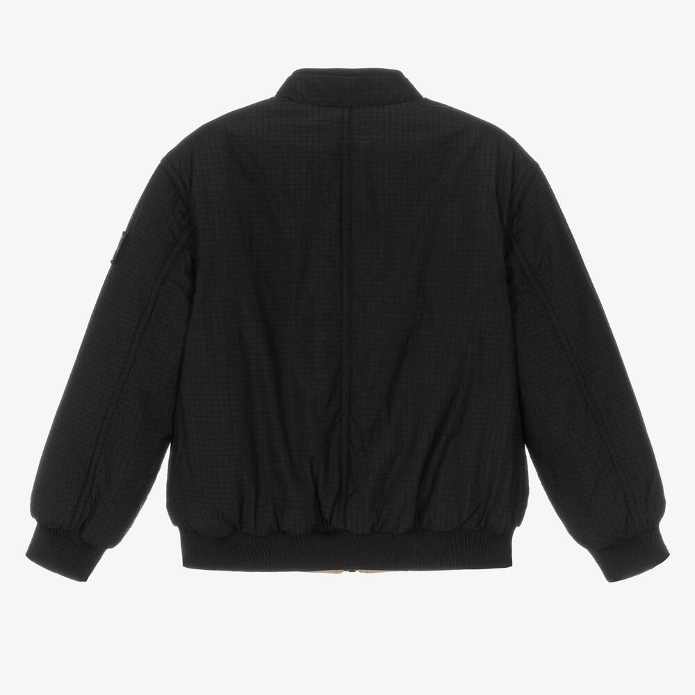 كالفين كلاين-جاكيت بوجهين لون بيج وأسود للأولاد | Childrensalon Outlet