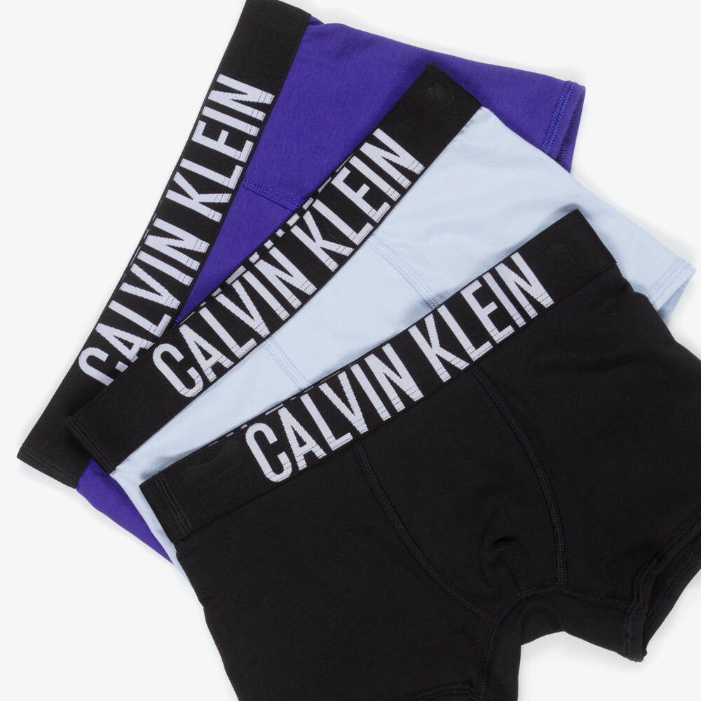 Calvin Klein-Boys Black & Blue Cotton Boxer Shorts (3 Pack) | Childrensalon Outlet