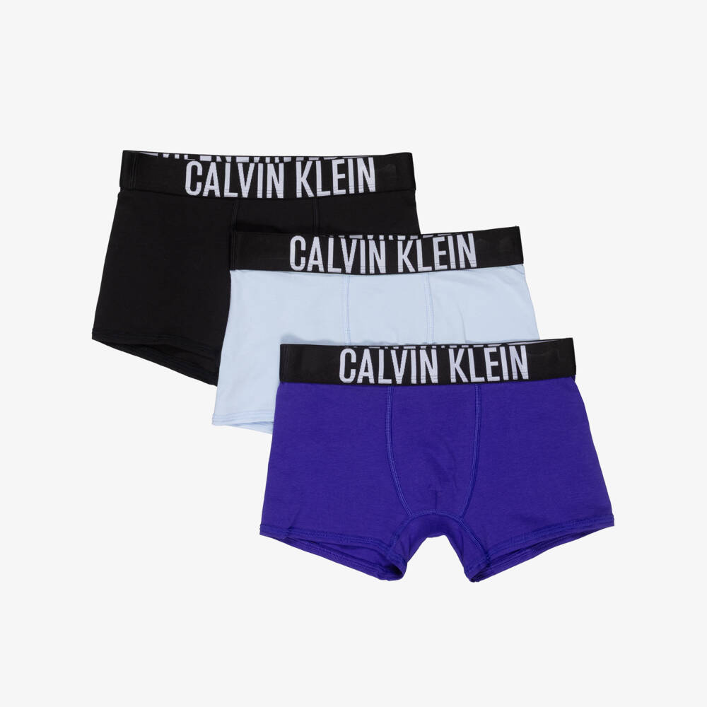 Calvin Klein-Boys Black & Blue Cotton Boxer Shorts (3 Pack) | Childrensalon Outlet