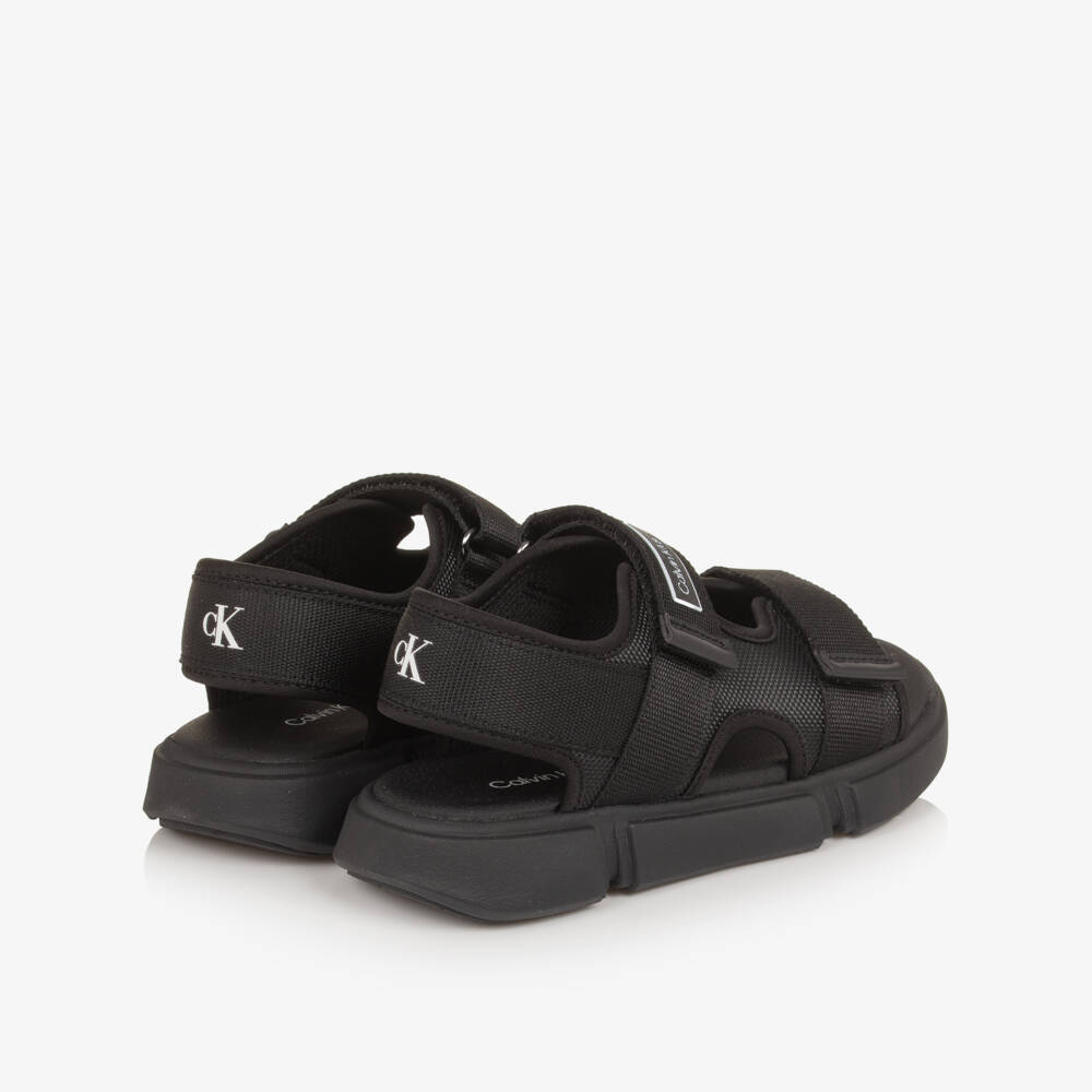 Calvin Klein-Boys Black Canvas Velcro-Fastening Sandals | Childrensalon Outlet