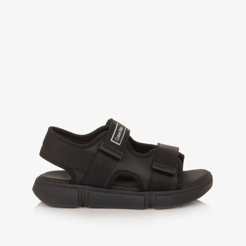 Calvin Klein-Boys Black Canvas Velcro-Fastening Sandals | Childrensalon Outlet