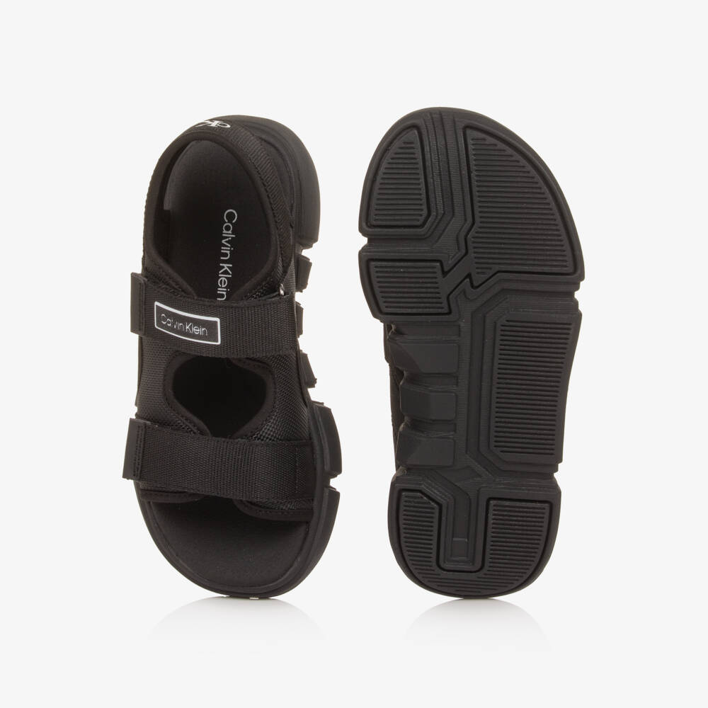 Calvin Klein-Boys Black Canvas Velcro-Fastening Sandals | Childrensalon Outlet