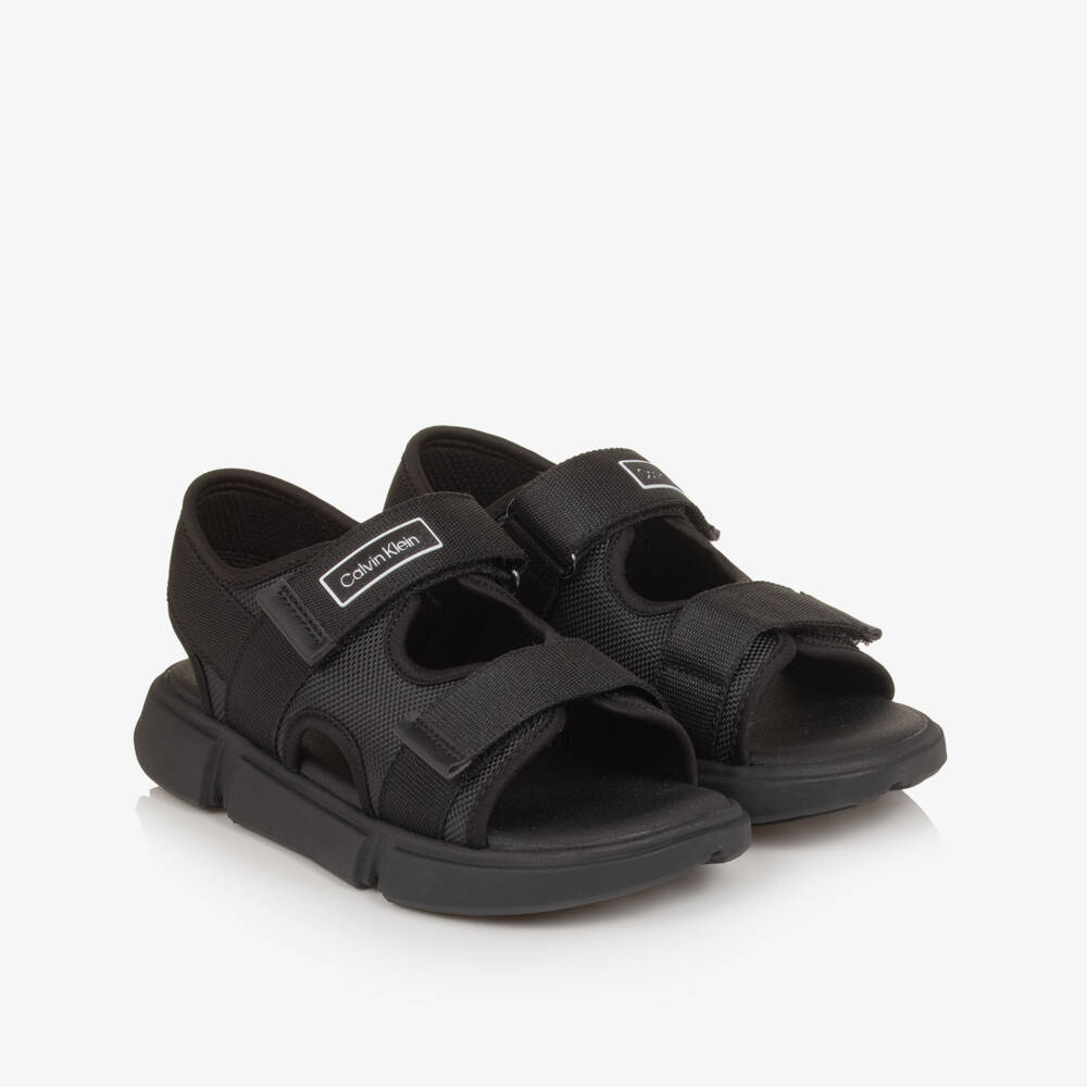 Calvin Klein-Boys Black Canvas Velcro-Fastening Sandals | Childrensalon Outlet