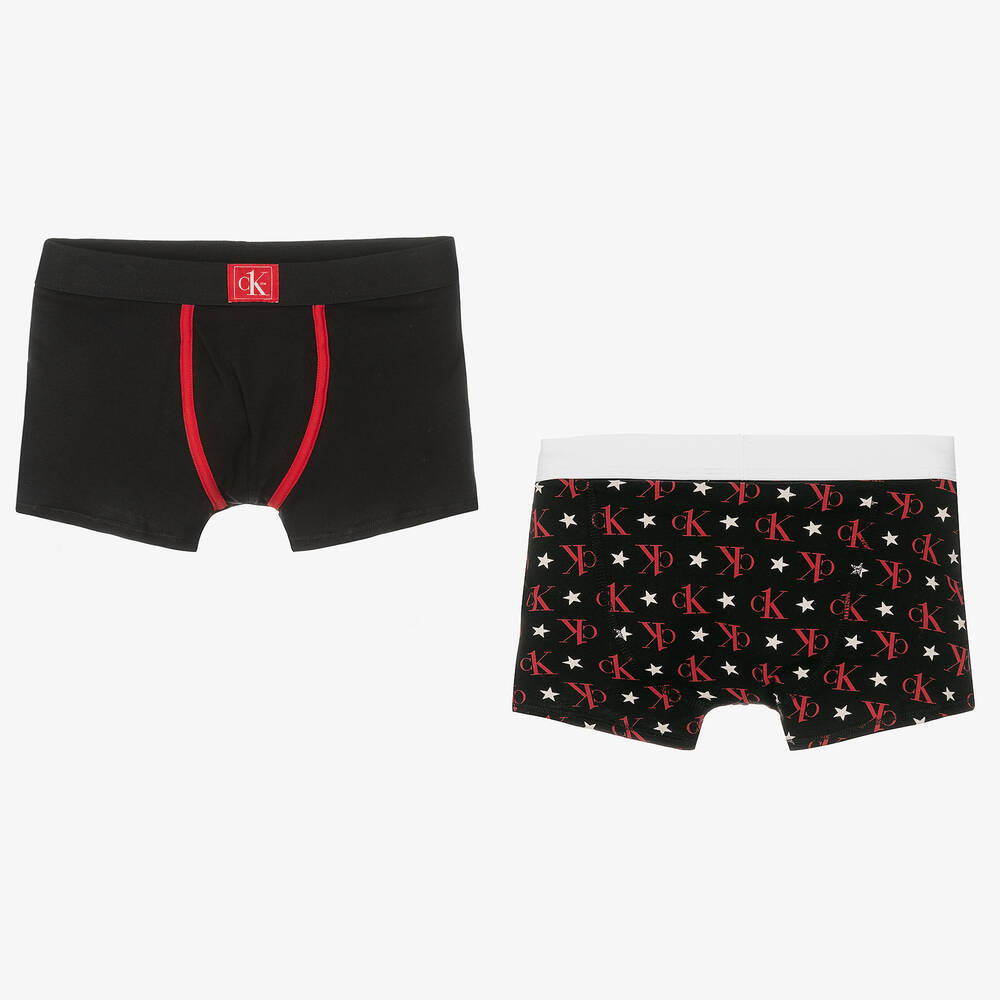 Calvin Klein - Boys Black Cotton Boxers (2 Pack) | Childrensalon