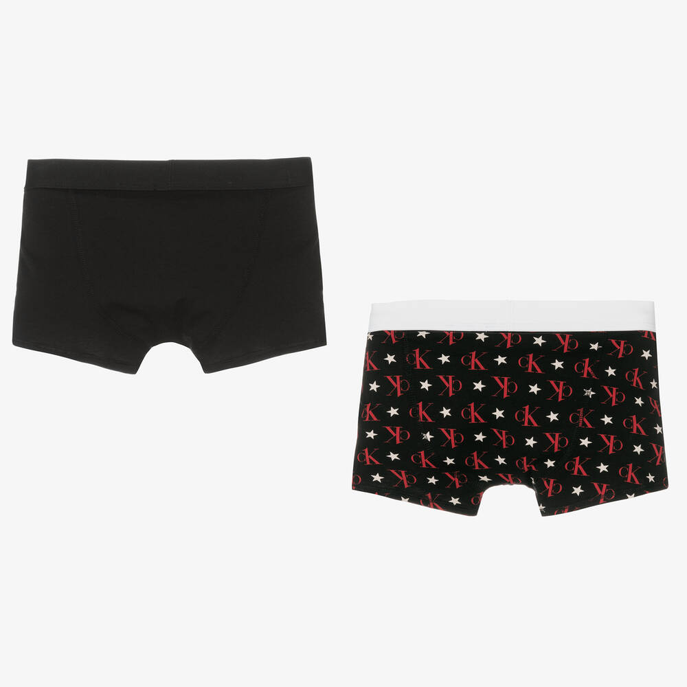Calvin Klein Boys Black Cotton Boxers 2 Pack Childrensalon Outlet
