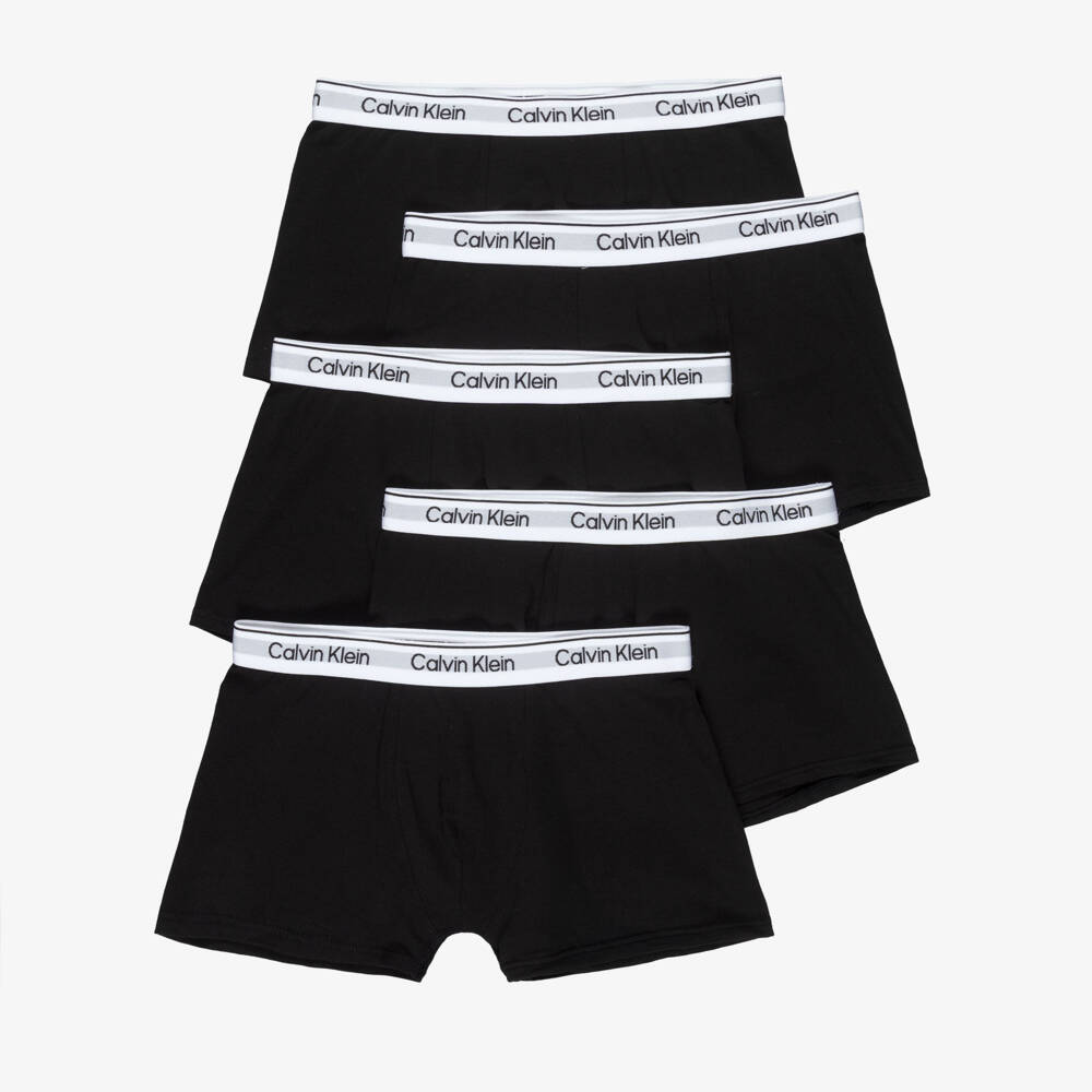 Calvin Klein-Boys Black Cotton Jersey Boxer Shorts (5 Pack) | Childrensalon Outlet