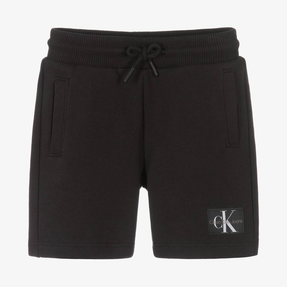 Calvin Klein Джинсы-Черные шорты из хлопкового джерси | Childrensalon Outlet